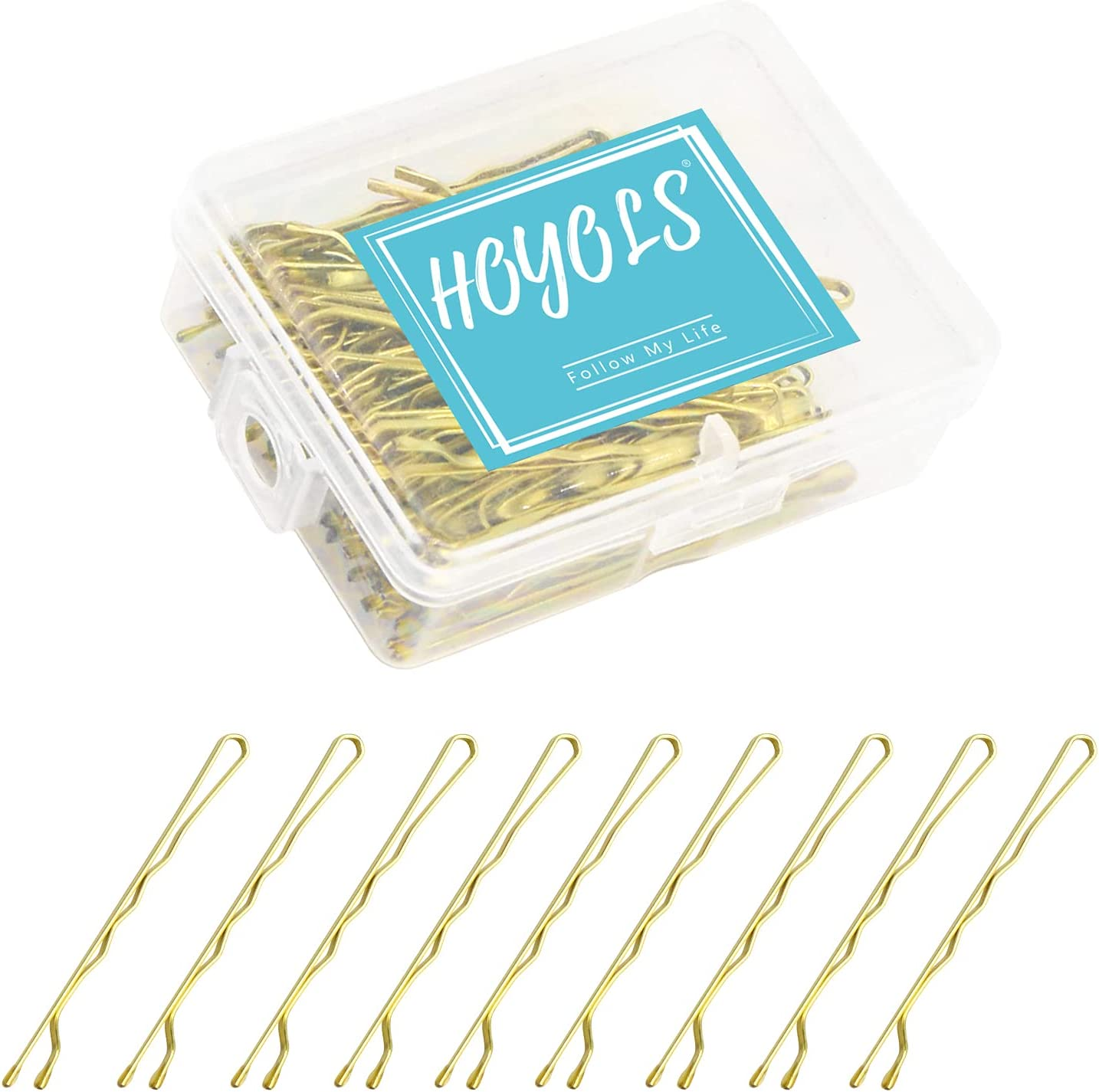 Hoyols Premium Metallic Crimped Grip Bobby Pin, Secure Hold Wavy Slide Proof Gold Hair Styling Pins for Women Buns Thin Hair 100 Count, 2 Inch (Blonde) image number 5