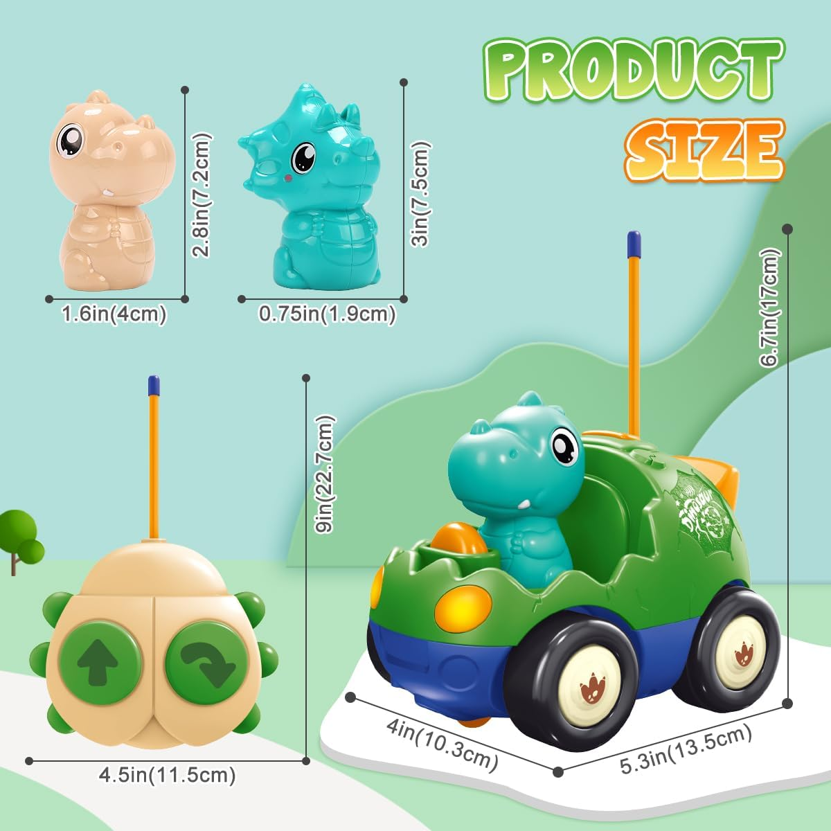 REMOKING Dinosaur Toys for Boys, Remote Control Car for Kids 18 Months+, RC Vehicle with Light & Music,Toddler Toys for Boys Girls Age 1-6 Year Old Birthday Gifts image number 1