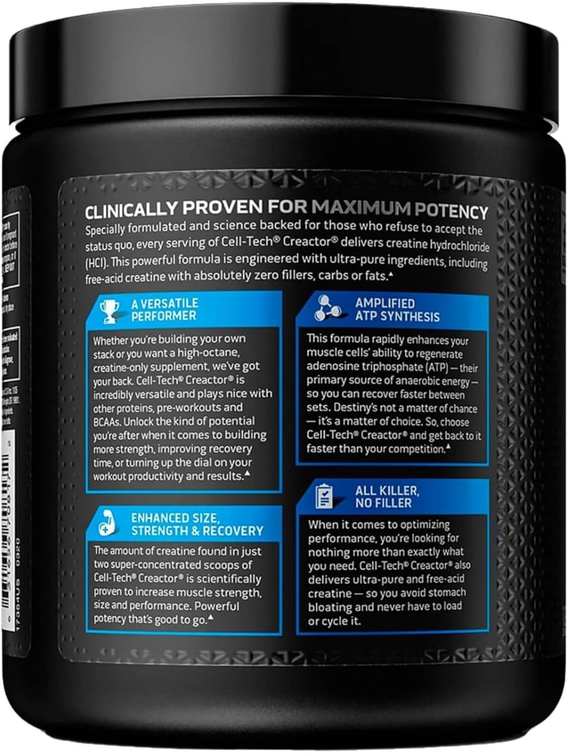 Muscletech Creactor, Max Potency Creatine Powder, Micronized Creatine and Creatine Hcl, Fruit Punch Extreme, 120 Servings (269G) image number 2