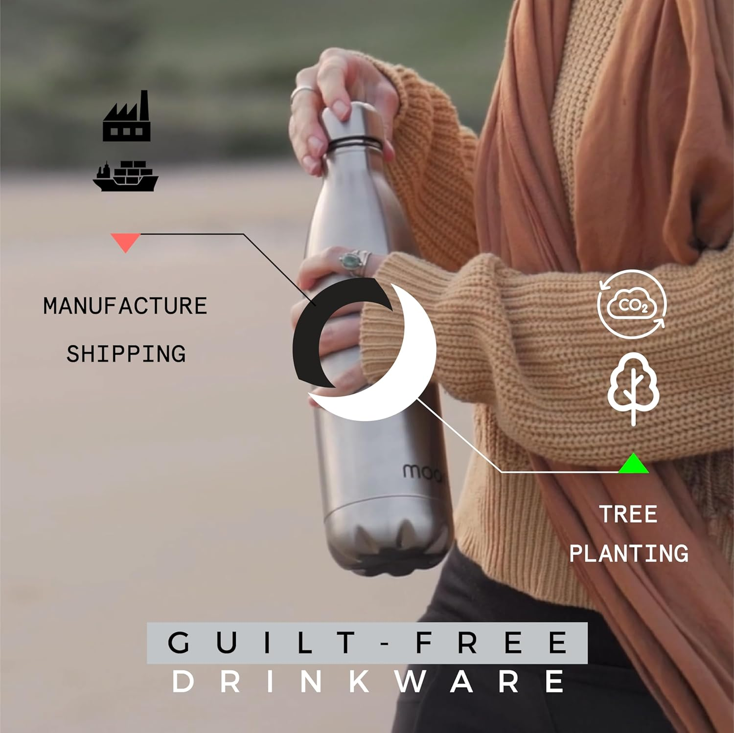 Moon Bottles - Insulated Flask That Lasts Forever - Stainless Steel Drink Bottle, Reusable Metal Water Bottle, 24Hr Cold, 12Hr Hot, Double Walled Vacuum Flasks, Australian Company (500Ml, Sky Blue)