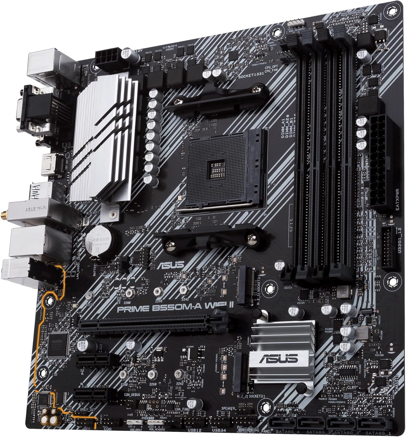 ASUS Prime B550M-A Wifi II Motherboard Microatx, AMD B550, Socket AM4, DDR4, PCI 4.0, LAN Realtek 1Gb, Wifi 6 (802.11Ax), 2Xm.2, 4Xsata 6Gb/S, 2Xusb 3.2 Gen 2, Support Aura Sync RGB, Black image number 6