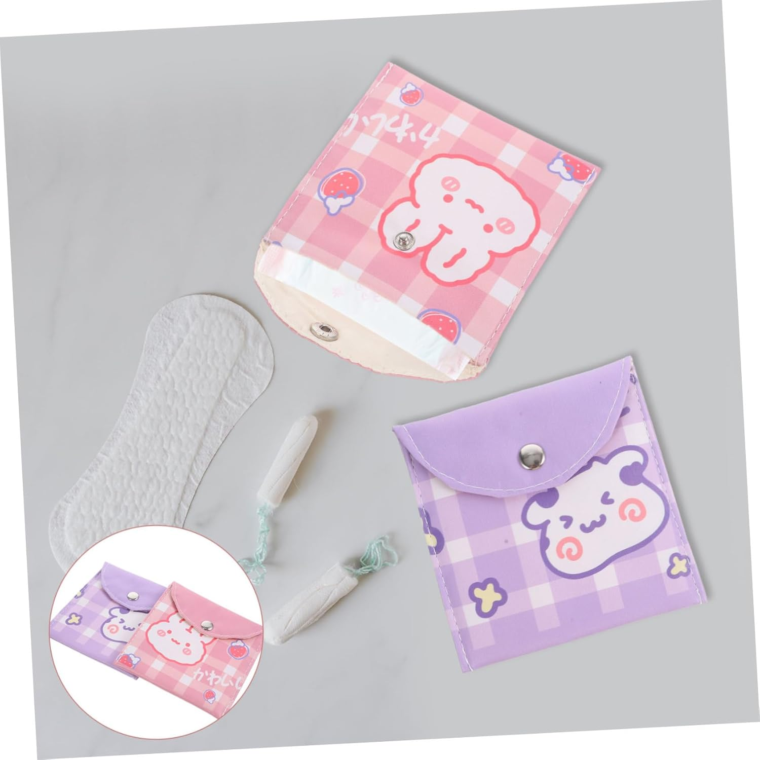 Sanitary Napkin Storage Bag 2Pcs Large Capacity Portable Period Pouch Travel Sanitary Pad Holder Girls Menstrual Pad Container for Daily Use image number 2