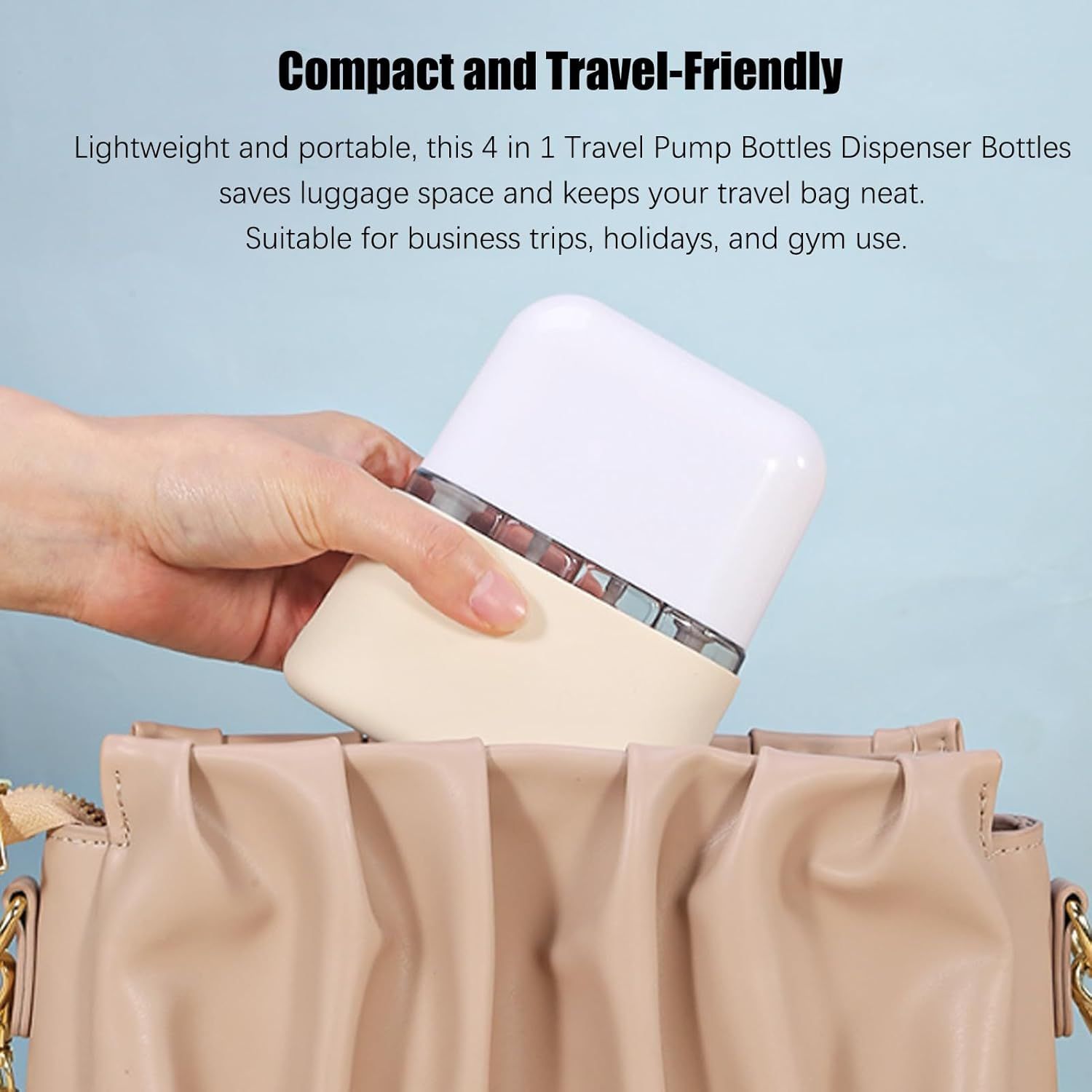 Mini Shampoo Dispenser Portable Travel Bottle Set, up to 4 in 1 Travel Pump Bottles Dispenser Bottles,Leak Proof Reusable Travel Bottles for Toiletries Refill, Shampoo Lotion Liquid (Gray, 2 in 1) image number 2