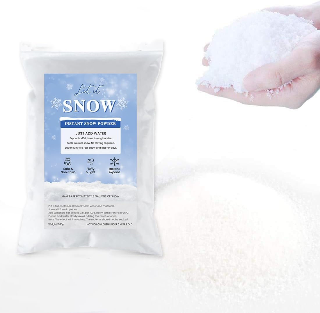 100G Fake Snow Decoration,Party BESTBUY Artificial Snow for Christmas Decoration, Fake Snow for Crafts Village Displays - Instant Snow Snowflakes for Holiday Decor Craft Winter Displays 3.6Oz image number 4