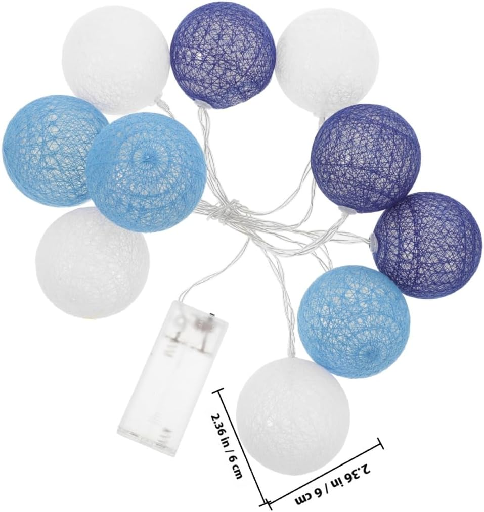 Anneome Battery-Operated Cotton Ball Fairy Lights with Blue Cotton Balls, Decorative LED Lamp Chain for Indoor, Wireless, Stable and Safe Room Lighting for Party Decoration image number 6