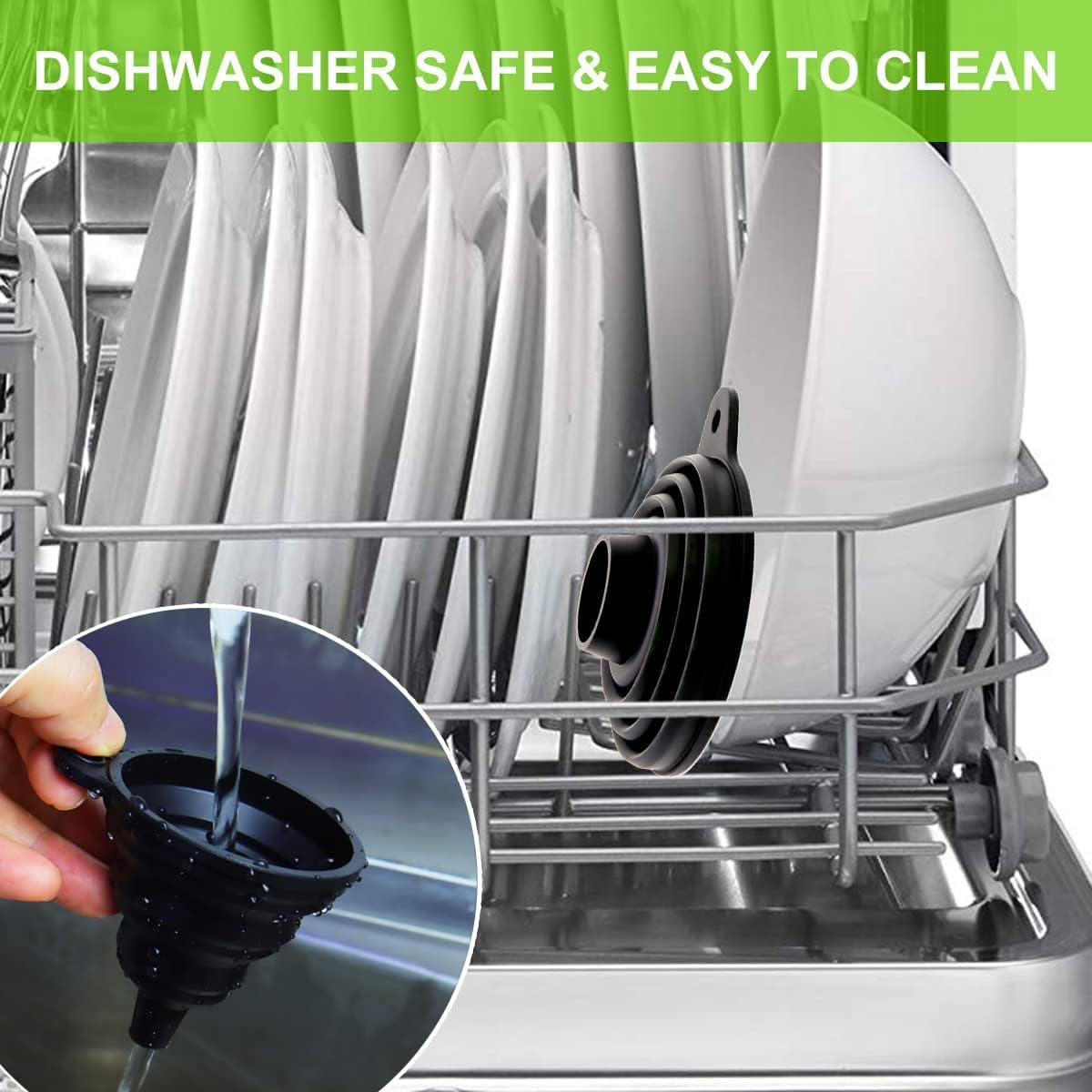 Kitchen Funnel Set, 3 Sizes of Food Grade Funnels for Filling Bottles, Premium Silicone Collapsible Funnel for Transferring Liquid, Powder Transfer, Large Wide Mouth Canning Funnel, Small Funnel image number 1