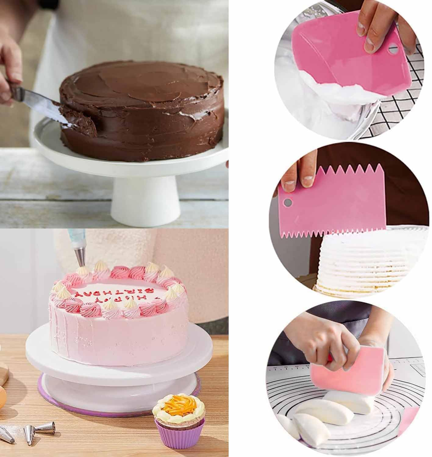 Roczential 35 Pack Cake Stand, Rotating Cake Turntable with 2 Icing Spatula,7 Icing Tips and 20 Bags,3 Cake Scrapers Icing Smoother Set & More, Baking Cake Decorating Kits Supplies image number 2
