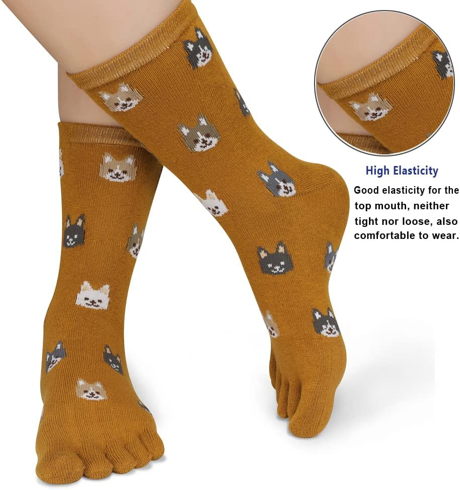 Toe Socks Cotton Crew Five Finger Socks Running Athletic for Men Women 5 Pack - 5 Color In 1 image number 5