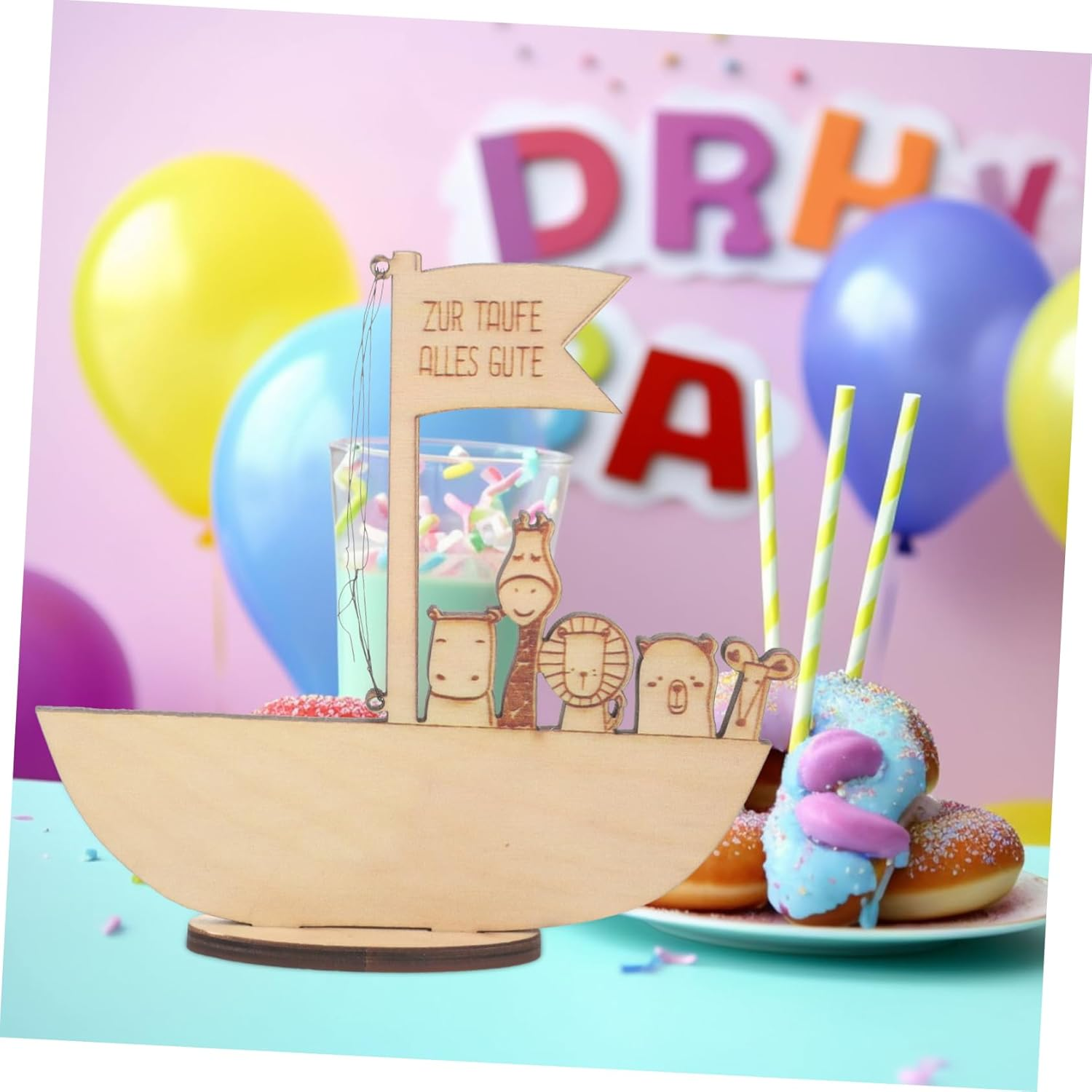 MERRYHAPY Ark Money Clip Baptism for Boy Girl Custom Baptism Souvenir Wooden Decor for Keepsake image number 1