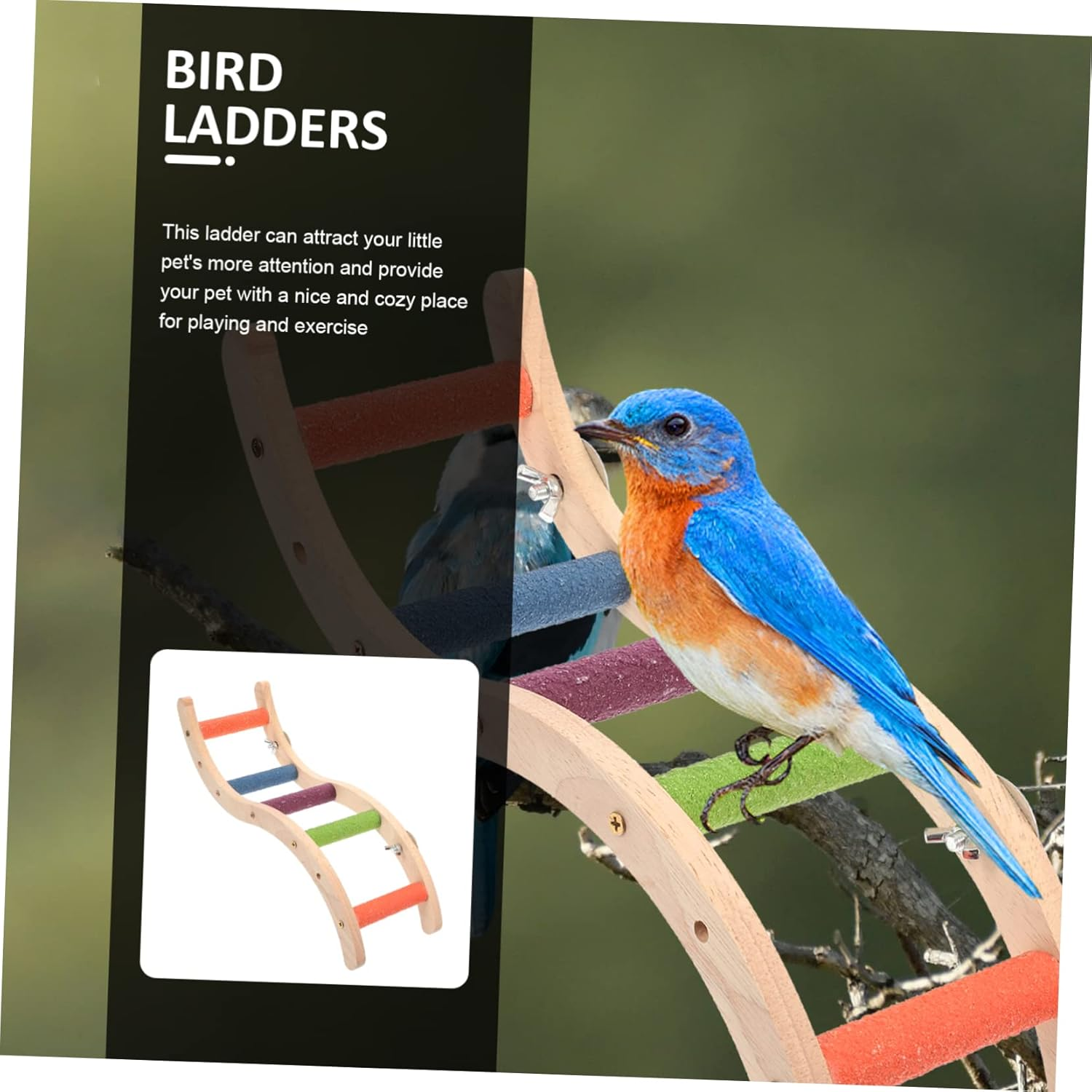 Ipetboom Bird Cage Accessories Parrot Climbing Ladder Wooden Small Ladder Chew Rat Cage Accessories image number 1