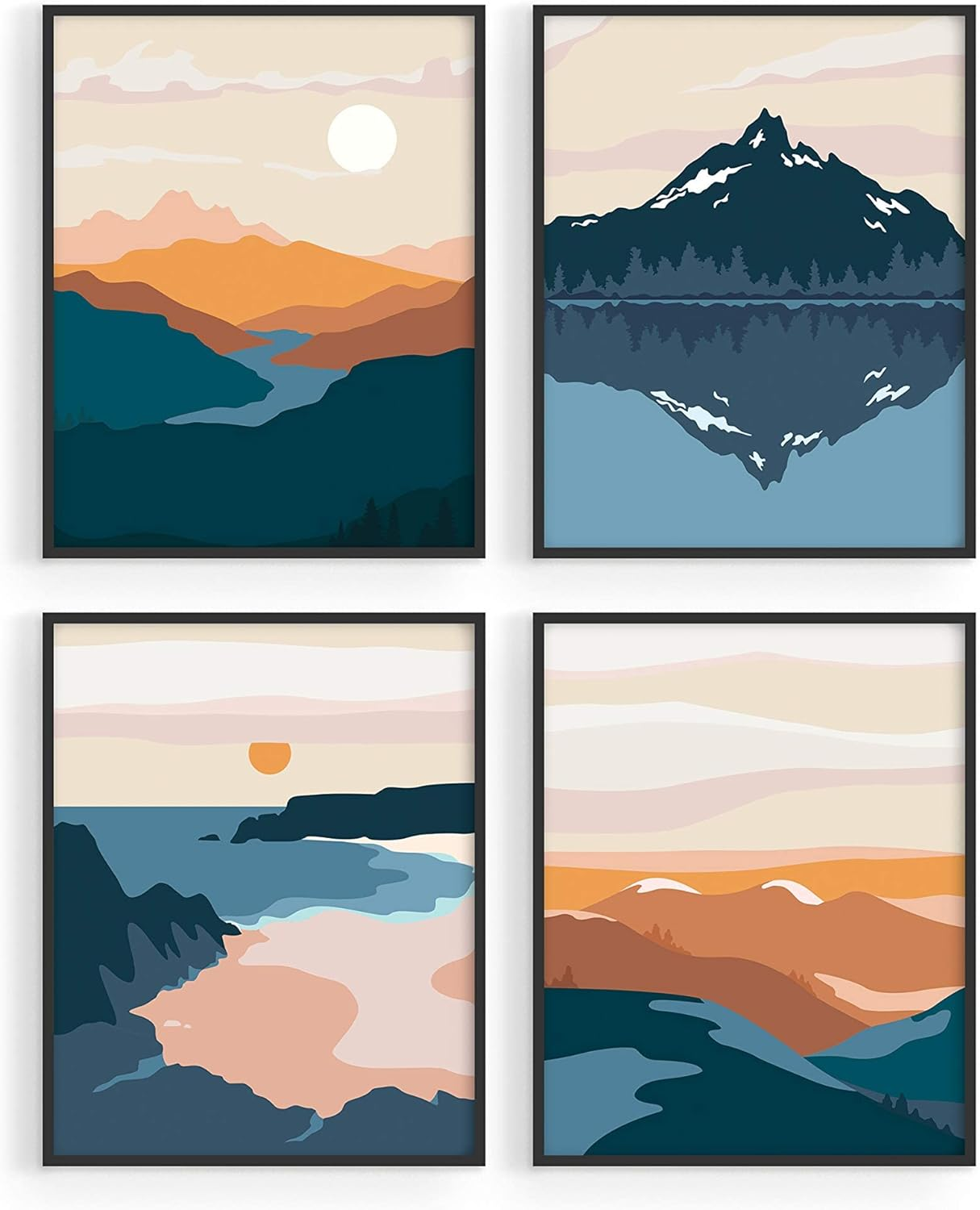 HAUS and HUES Nature Wall Art Prints Landscape Mountain Decor Mid Century Art Wall Decor, Geometric Abstract Nature Wall Art, Mountain Art Wall Decor, Adventure Wall D&eacute;cor image number 4