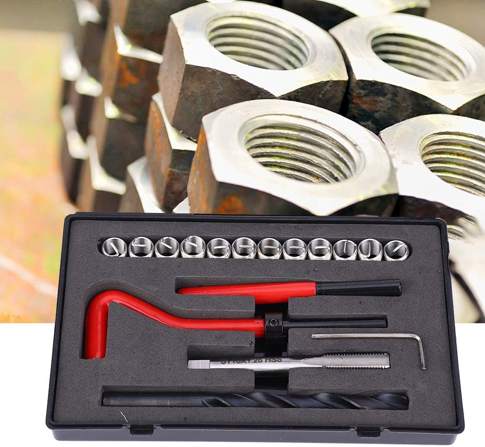 17Pcs Thread Repair Kit, M10X1.25 Length 2D Stainless Steel Thread Repair Tool Set, Professional Thread Repair Insert Kit for Auto Repairing image number 6