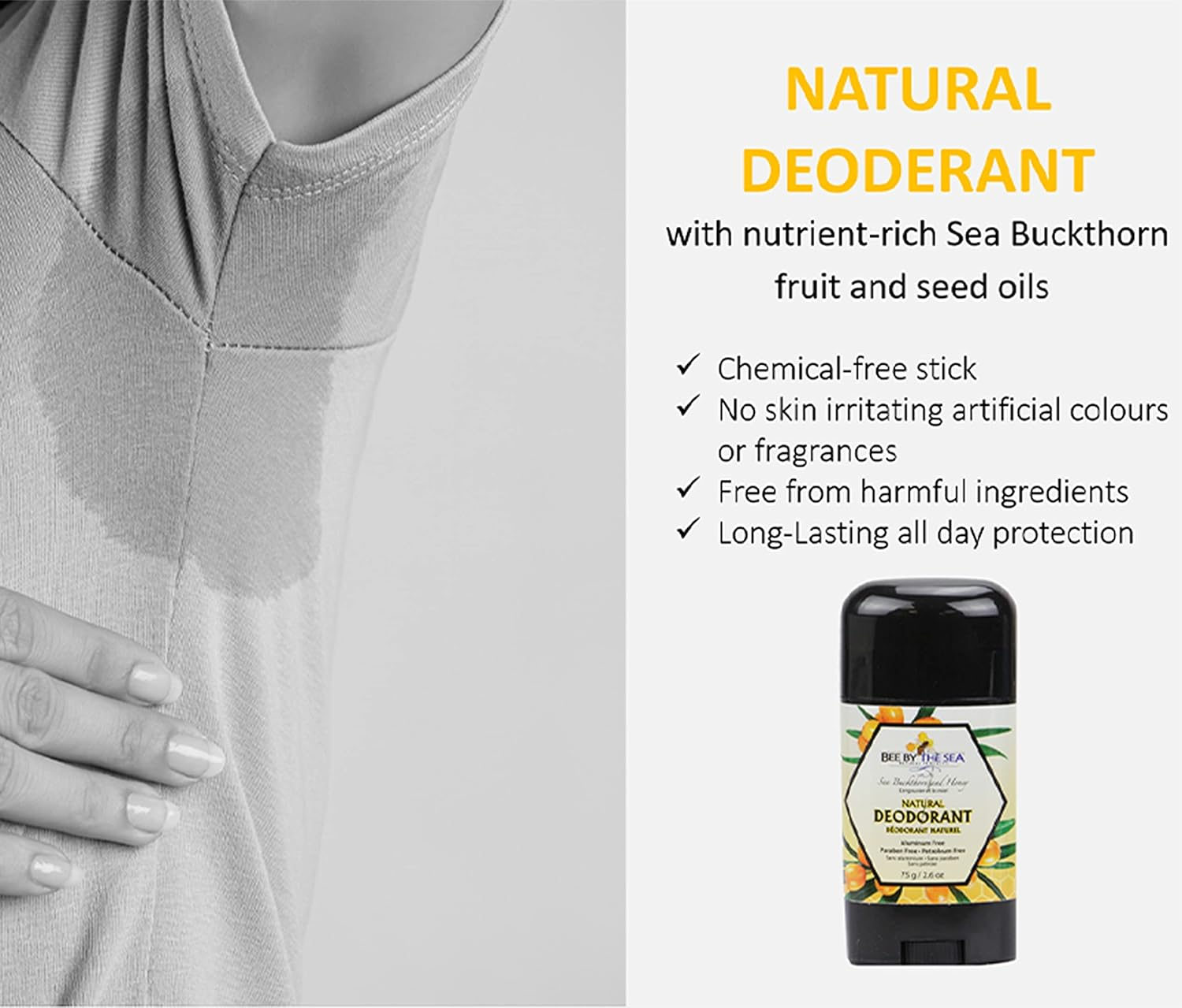 Bee by the Sea Buckthorn and Honey Chemical Free Natural Deodorant 2.6 Ounces image number 6