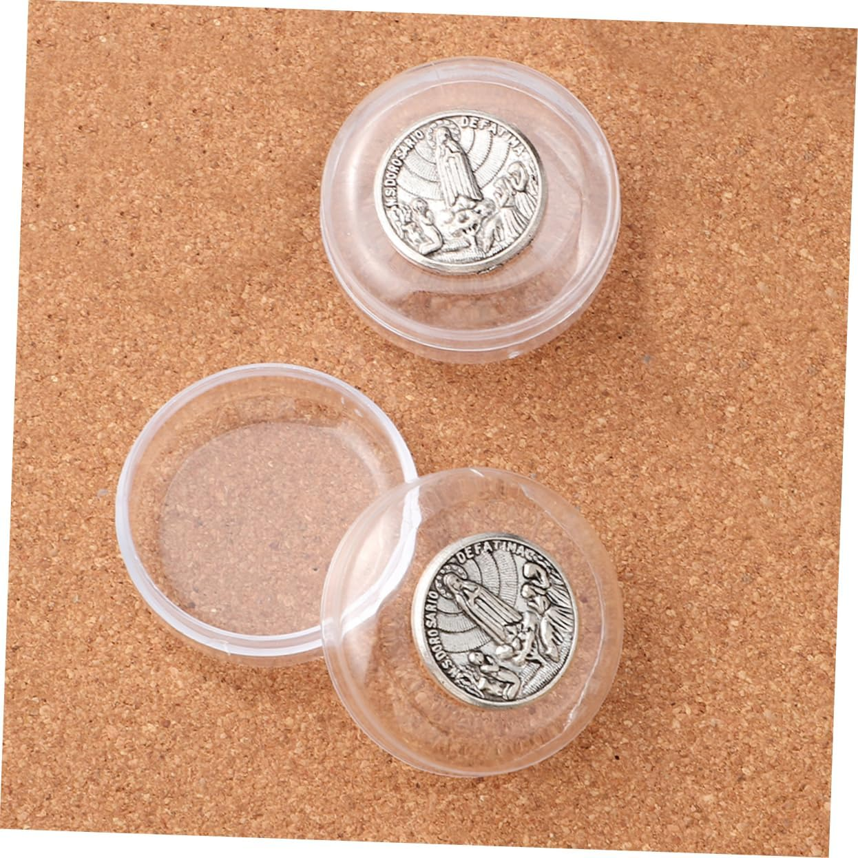 Veemoon 2Pcs First Holy Communion Rosary Box Catholic Trinket Box Metal Packaging Case For image number 3