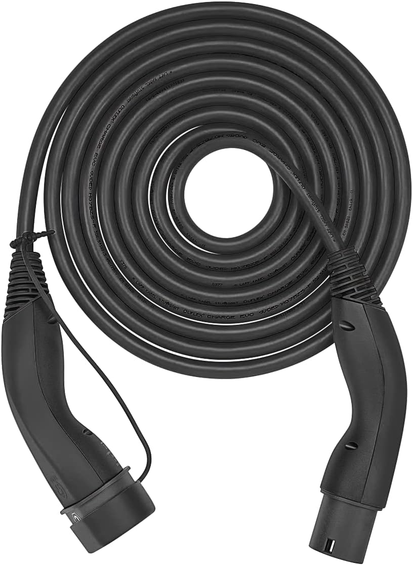 Lapp Type 2 5M Self-Retracting EV Helix Cable 7.4Kw 1P 32A, Type 2 to Type 2 EV/PHEV Charging, Black, Compatible with S/3/X/Y