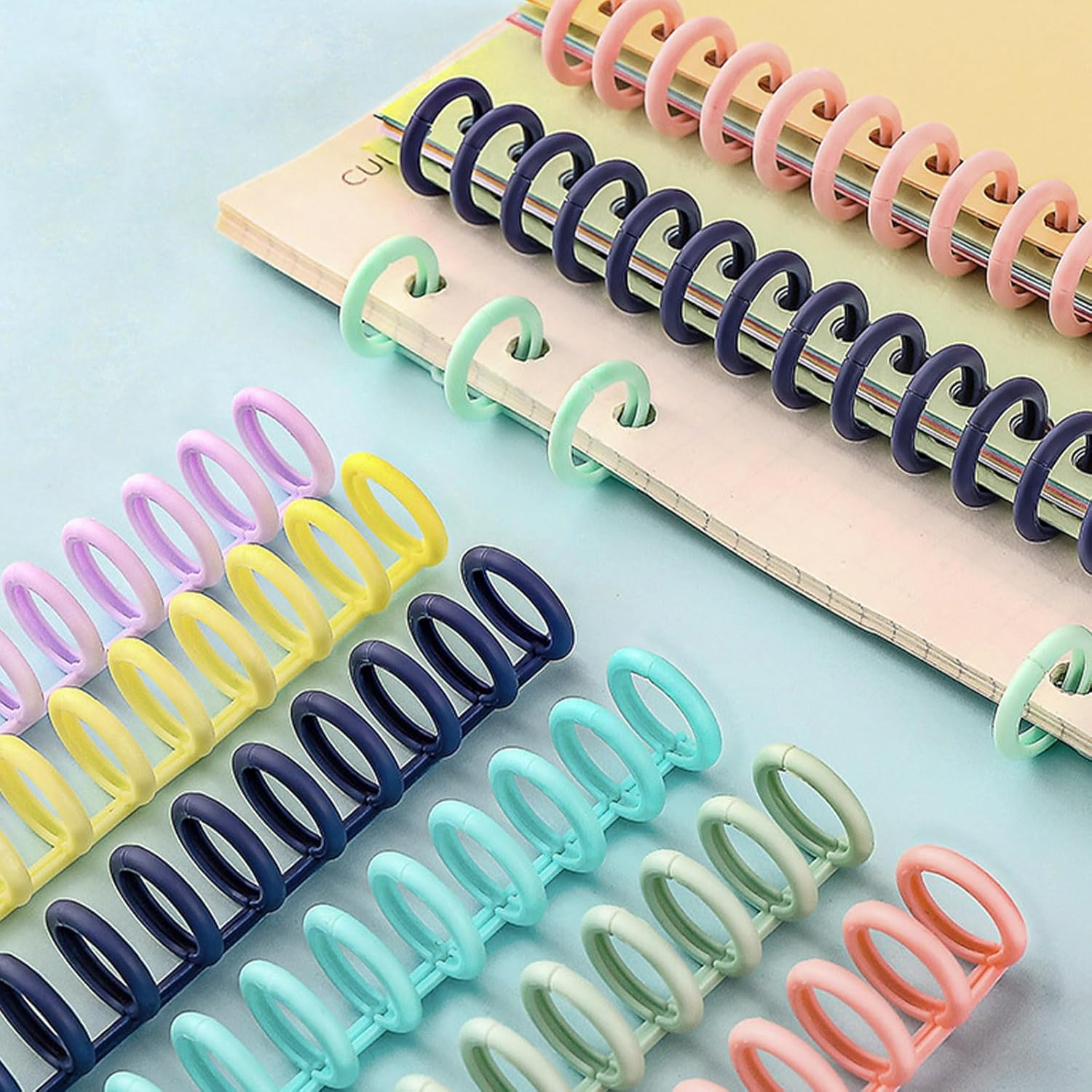 24 PCS Colorful Plastic Comb Binding Spines, 30 Rings Spiral Binding Coils, 2 Sizes Binding Rings for Teacher Student Business Notebook File Making (Multicolor) image number 5