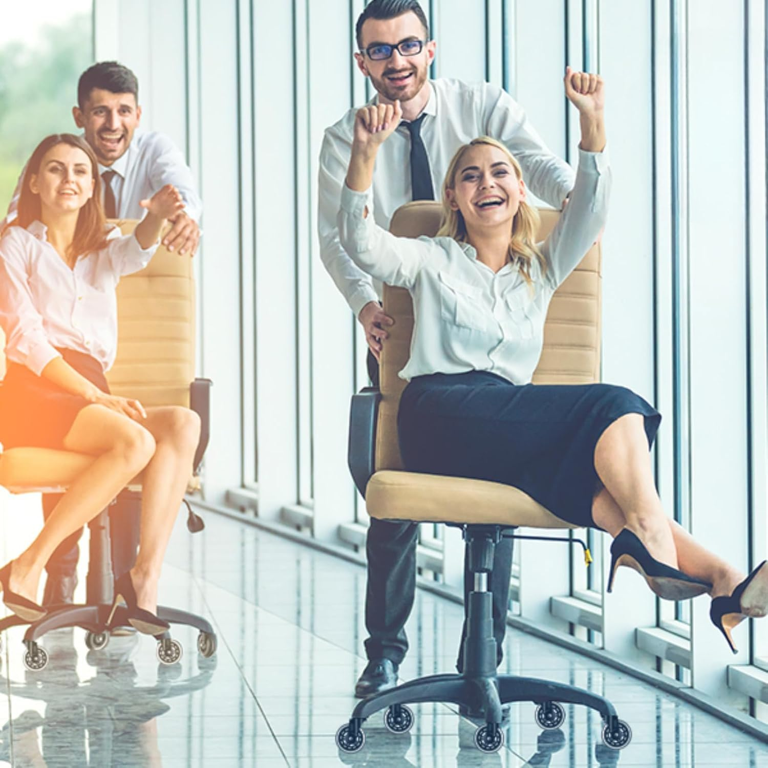 Office Chair Wheels, 3 Inch Desk Roller Blade Caster Replacement for Office, Rubber Rollerblade Wheels-Set of 5 for Hardwood Floors Gaming Chair Wheels Smooth & Silence Gliding(11&times;22 Mm)