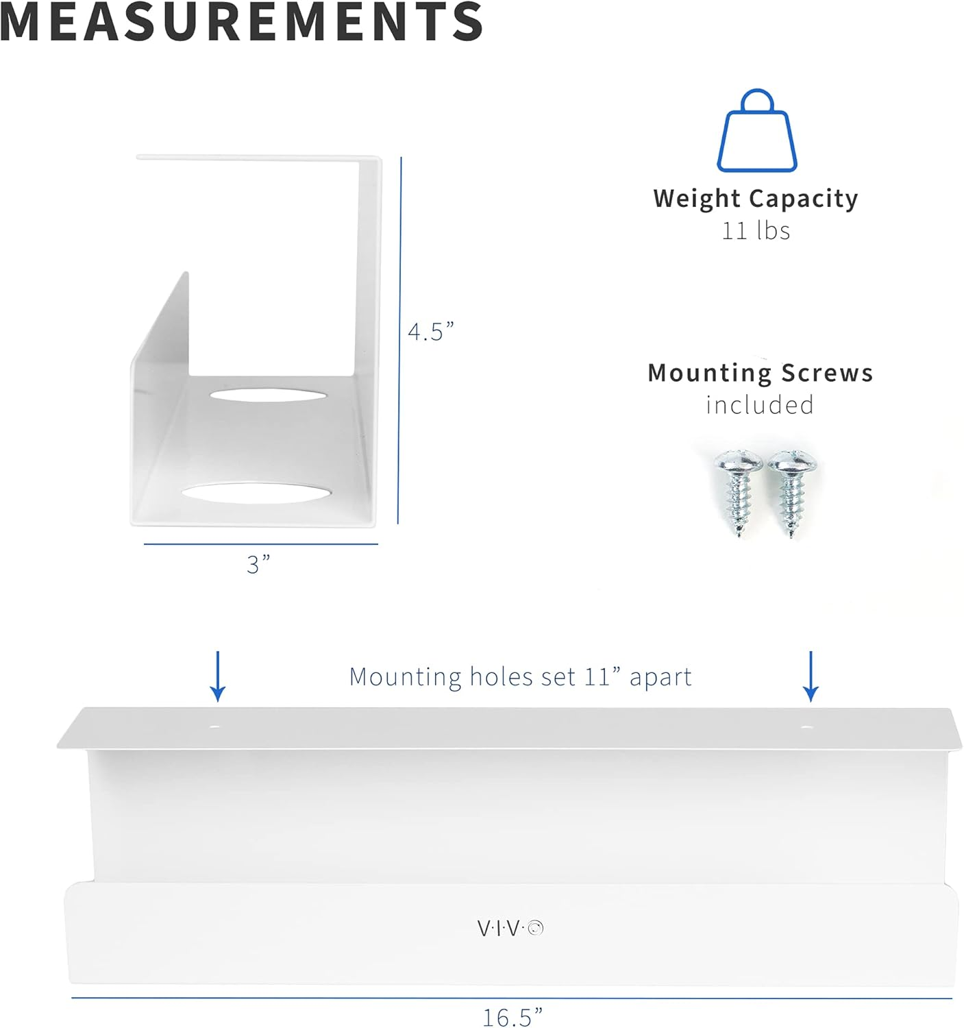 VIVO under Desk 17 Inch Cable Management Tray, Power Strip Holder, Cord Organizer, Wire Tamer for Office and Home, White, DESK-AC06-1CW image number 4