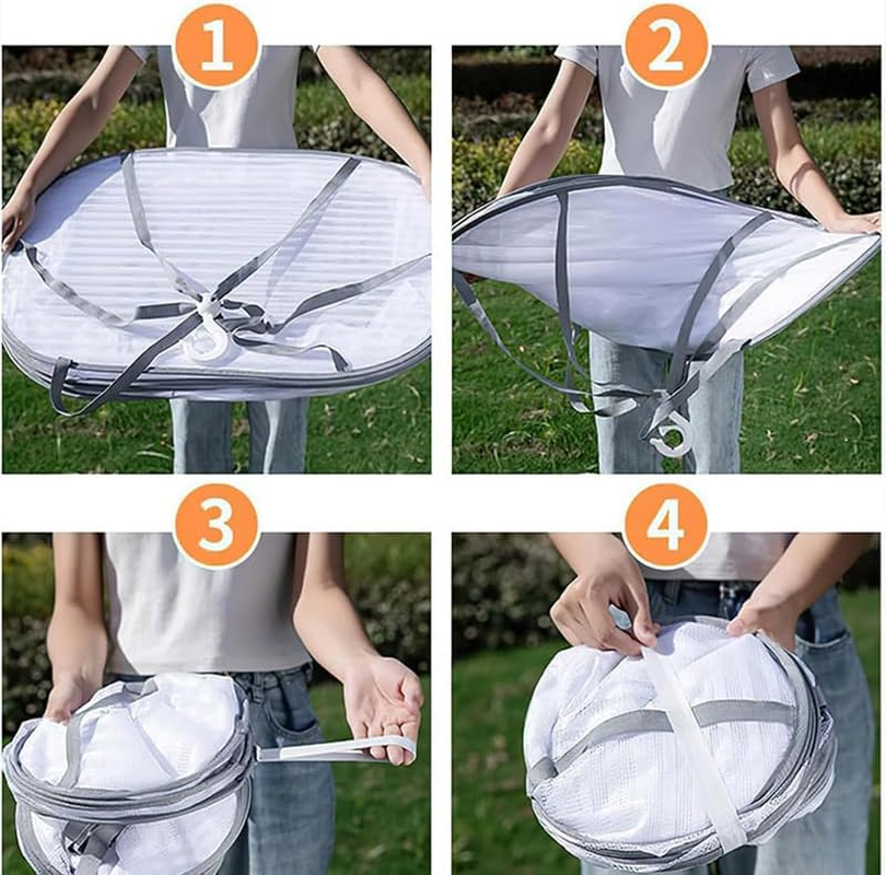 AIMALL 2-Layer or 3-Layer Foldable Drying Net &ndash; 27.6 X 19.7 Inch Hanging Mesh Basket for Vegetables, Fish, and Dry Goods, Fly-Proof with Windproof Hook - 2-Tier image number 4