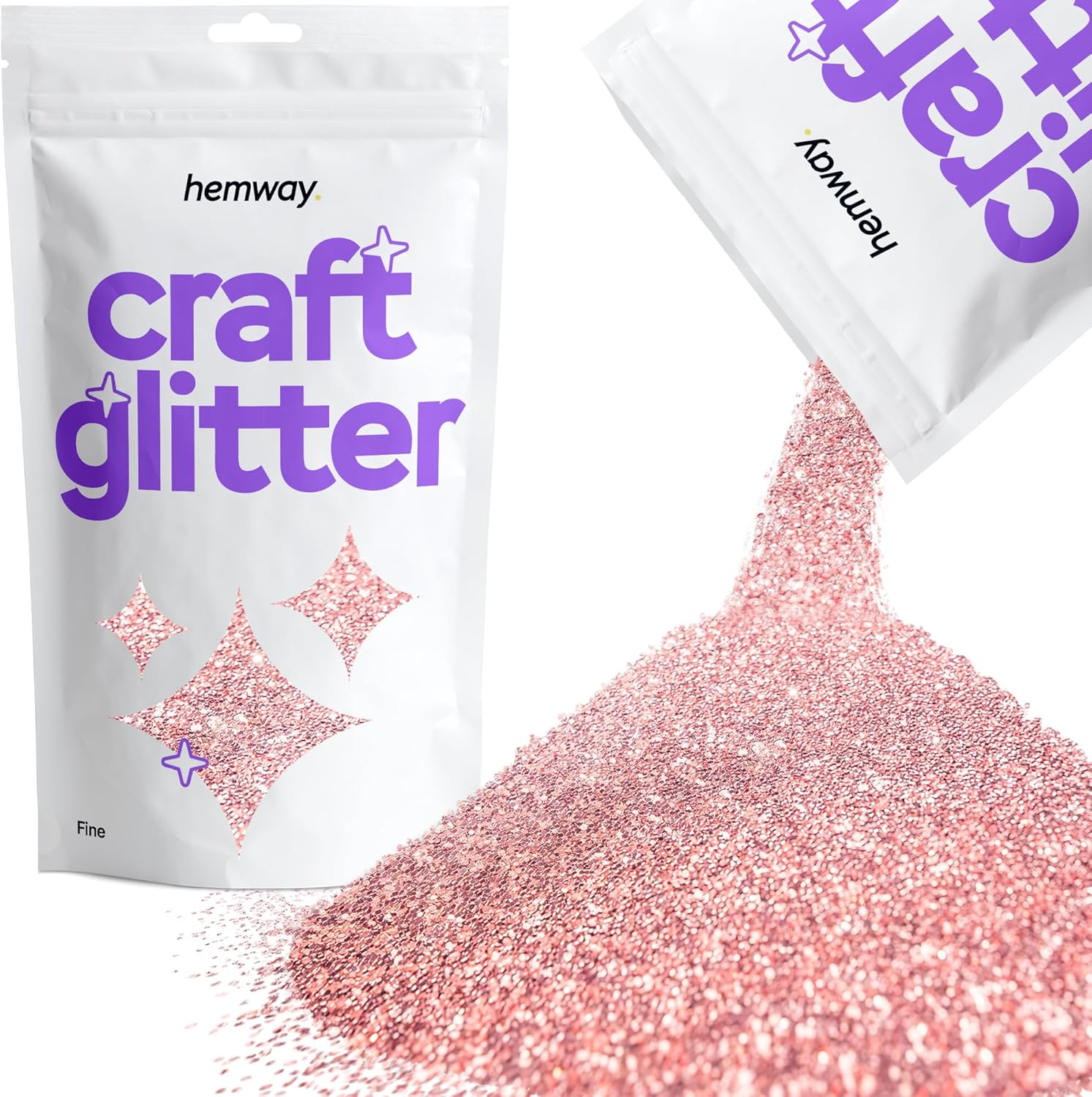 Hemway Craft Glitter Multi Purpose Flakes for Arts Crafts Tumblers Resin Epoxy Nails Wax Scrapbook Glass Schools Decorations - Light Rose Gold - Fine (1/64" 0.015" 0.4Mm) 100G / 3.5Oz image number 5