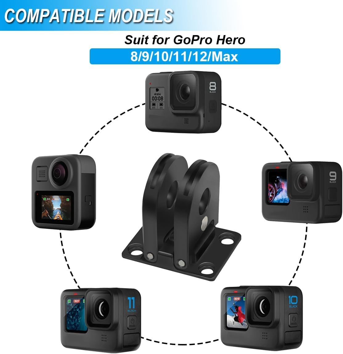 ZHUROUPU Replacement Folding Fingers for Gopro Hero 12/11/10/9/8/MAX, Magnetic Folding Mounting Adapter with 1/4 Tripod Connect Port for Handle Monopod Vlog, Battery Side Door Cover and Repair Tools image number 5