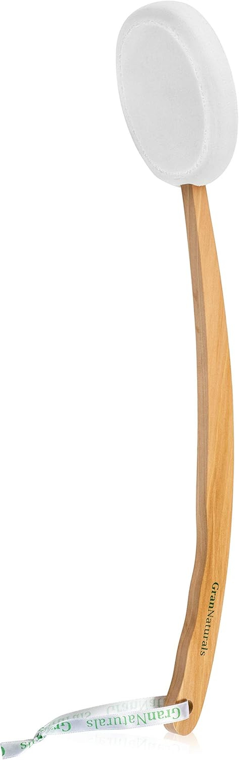Grannaturals Long Curved Easy Reach Wooden Handle Body Brush for Suntan, Sunless Self-Tanning, Skin Cream, Acne, Body Wash - Elderly Aid image number 1