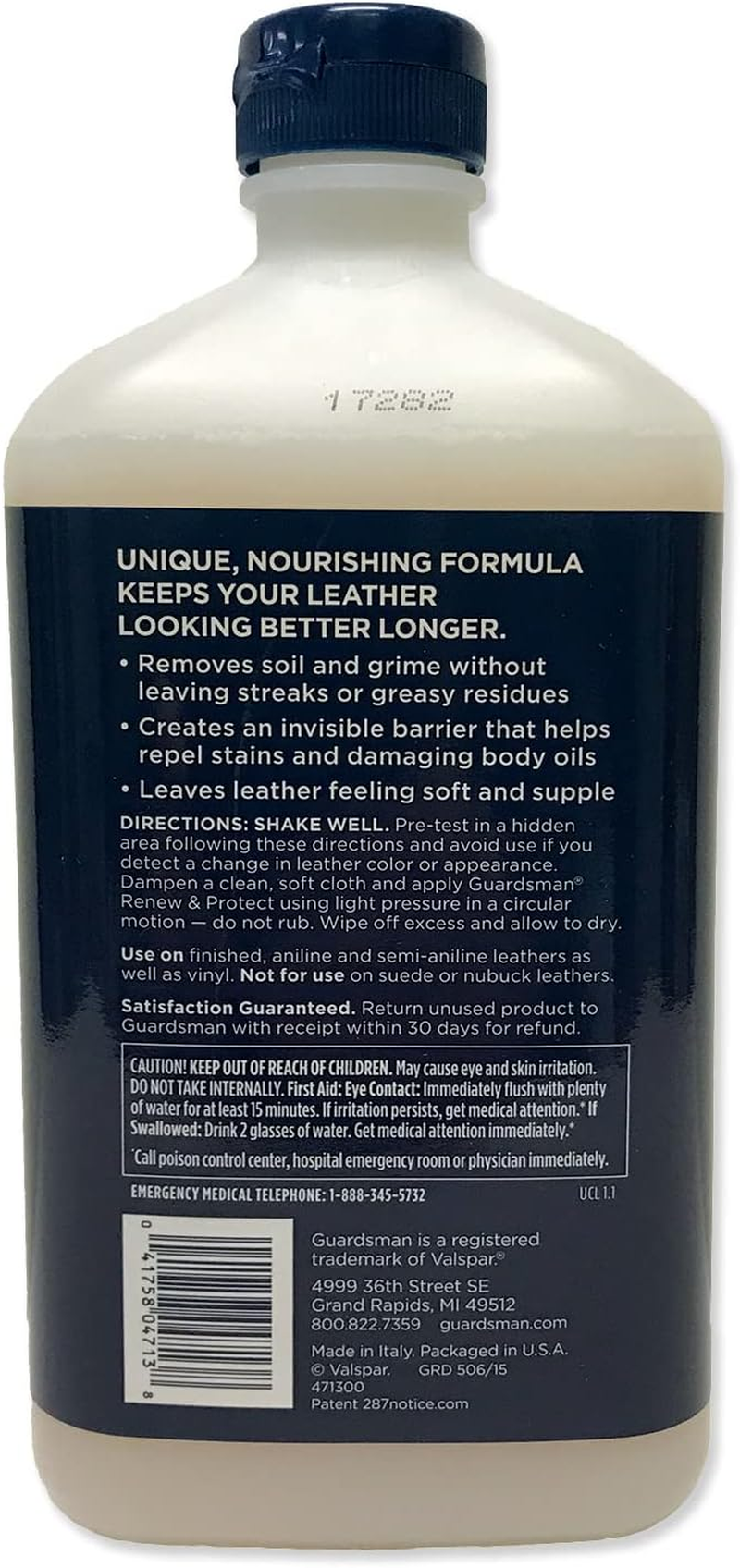Guardsman Renew & Protect Leather Cleaner, Conditioner, and Protector for Leather Furniture & Car Interiors | Small Leather Goods and Leather Shoe Cleaner, 16 Fluid Ounces