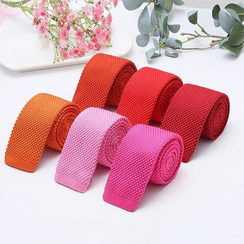 Men'S Solid Color Knit Tie Skinny Formal Flat-End Smart Sock Neckties image number 3