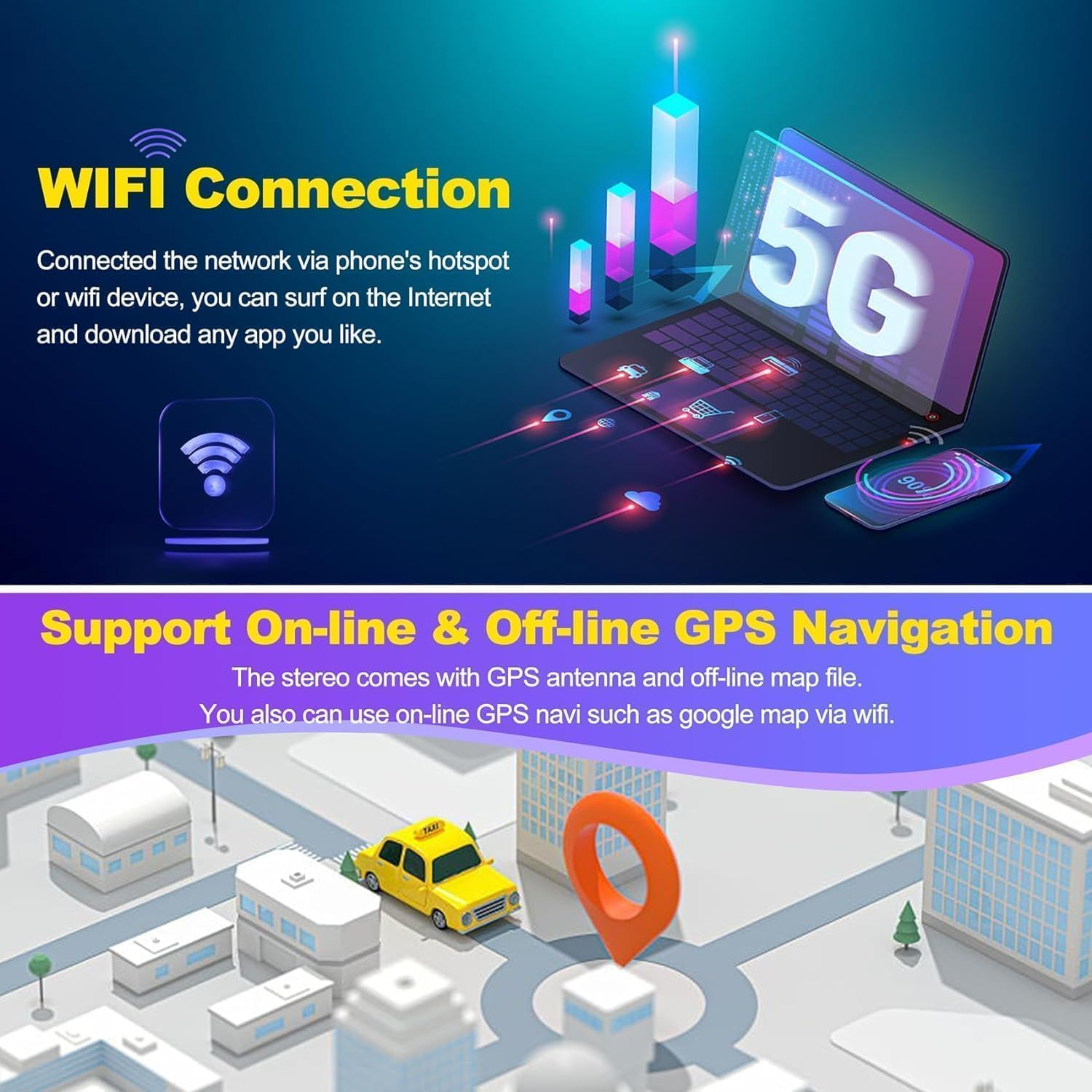 4G+64G Android 12 Car Radio for Honda CRV 2007-2011, 9'' Head Unit Stereo with Wifi/5G, Wireless Carplay+Android Auto, GPS Navigation, Bluetooth5.2, 1080P Rear Camera, Touch Screen, SWC, FM Radio image number 4