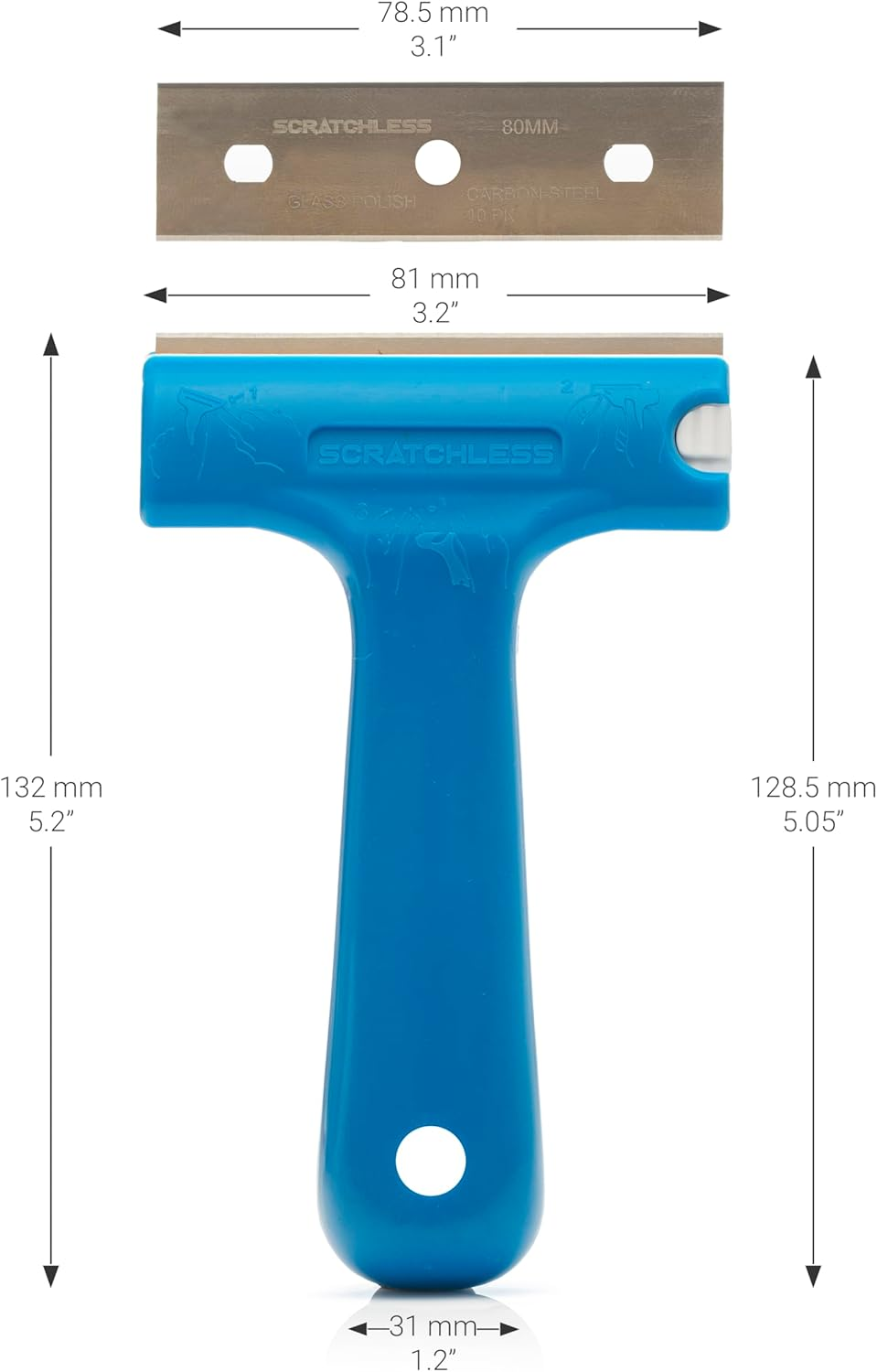 GLASS POLISH (75Mm) SCRATCHLESS Scraper with Double-Edged Stainless Steel Blade, Professional Glass Scraper for Windows, Tiles, Stove Tops, and Any Hard Smooth Surfaces - GP15042 image number 6