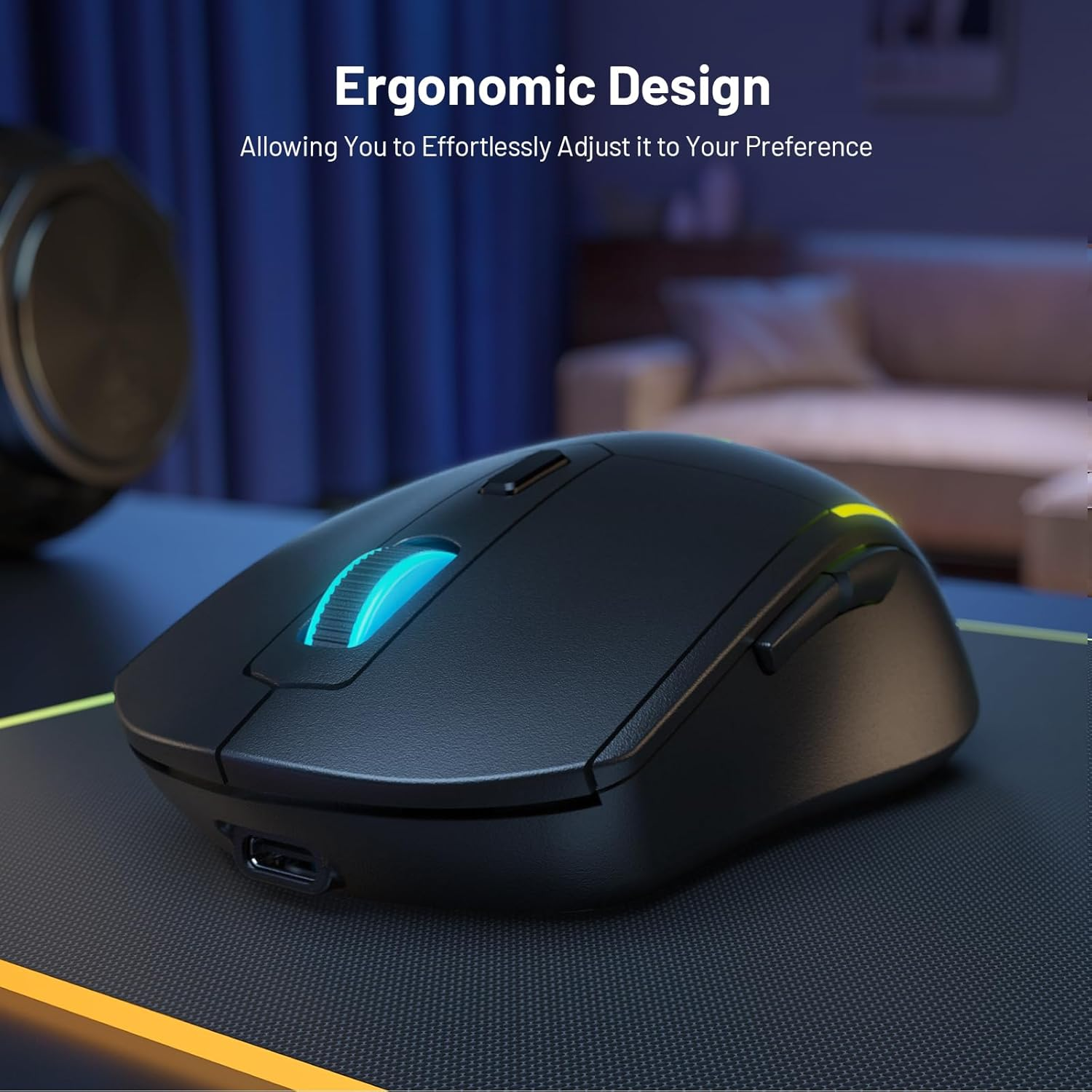 Snpurdiri 60% Wireless Gaming Keyboard and Mouse Combo,Led Backlit Rechargeable 2000Mah Battery,Small Membrane but Mechanical Feel Keyboard + Popular RGB Mice for Gaming,Business Office