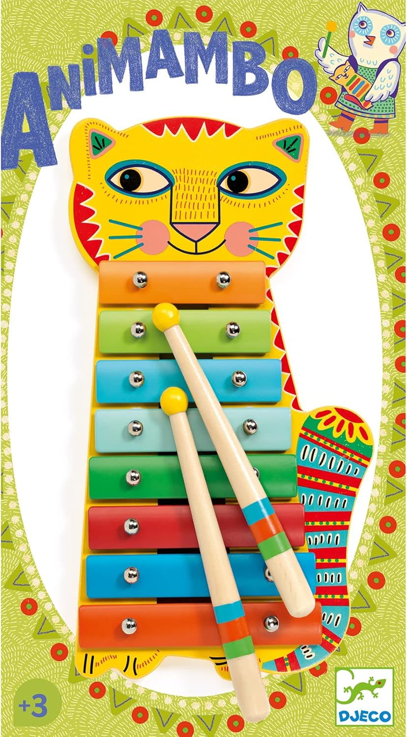 Djeco DJ06002 Animambo Wooden Cat Metallophone