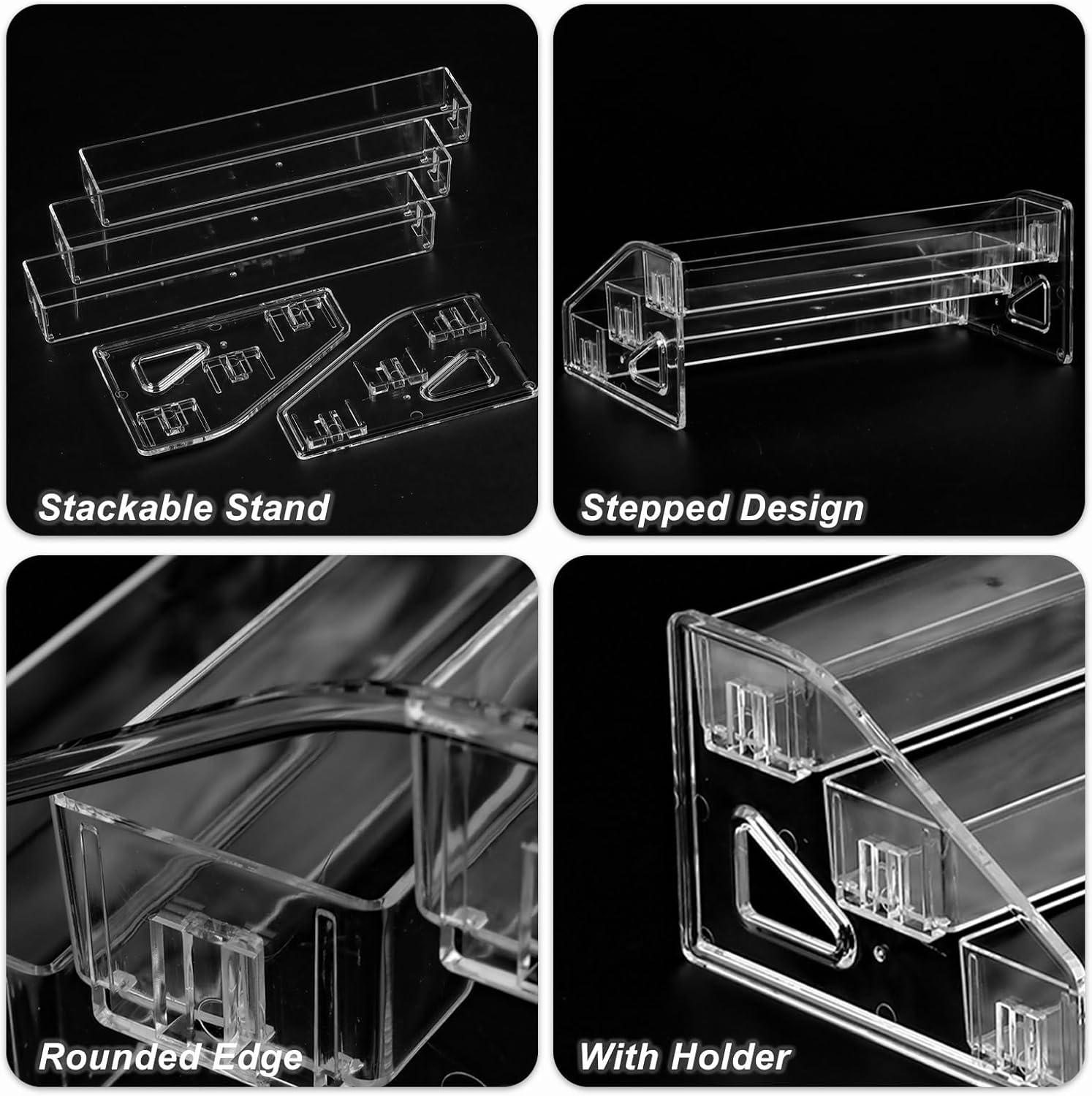 SUTOKAKA Nail Polish Organizer Clear Acrylic Eyeglasses Display Holder Essential Oil Storage Rack Makeup Stand Tray - 3 Layer