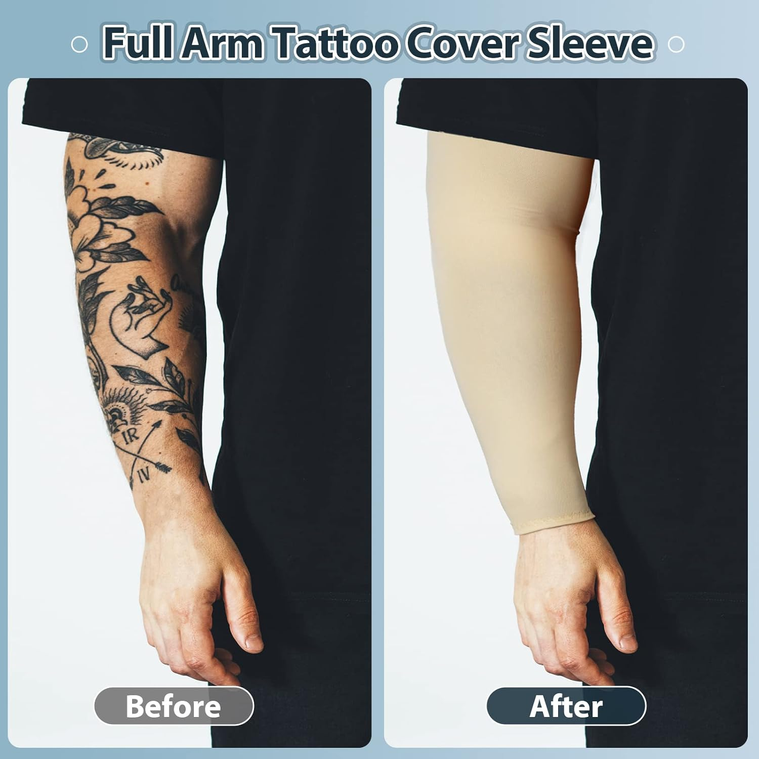 4 Pair plus Size Arm Sleeves UV Protection Sun Sleeves Arm Compression Sleeve Oversized Tattoo Sleeve Covers for Women Men