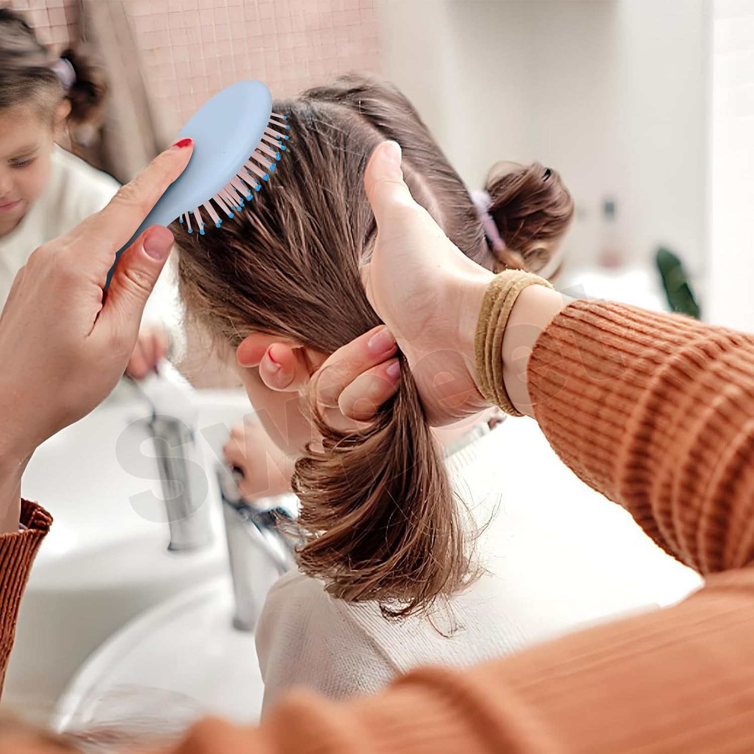 Swpeet 12Pcs Multicolor Mini Wet Hair Brush Assortment Kit, Travel Detangling Brush Small Paddle Hair Brush Pocket Travel Hair Brushs with Ease Knots Air Cushion Comb for All Hair Types