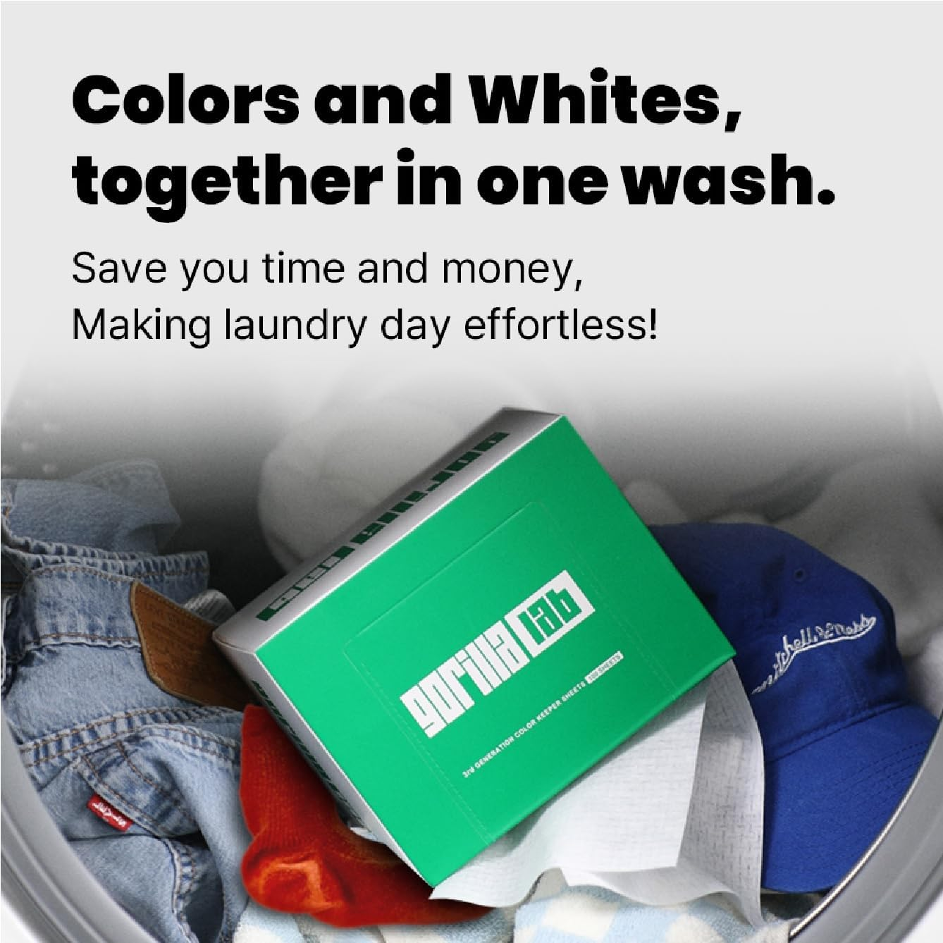 Gorilla Lab Color Catcher Monster Sheets for Laundry, 100 Count Heavy-Duty XL Dye & Debris Absorbing, Fragrance Free, Safe for Sensitive Skin, Works in All Washers