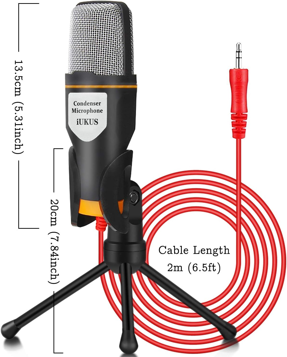 PC Microphone with Mic Stand, Professional 3.5Mm Jack Recording Condenser Microphone Compatible with PC, Laptop, Ip@D, Iph0Ne, Mac-Recorder Singing Youtube Skype Gaming (3.5Mm PC Microphone) image number 3