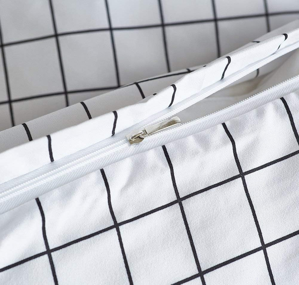 Mozeo Mini Black and White Grid Checkered Pattern Bedding Cover Set, Soft Duvet Cover Bedding Set 1 Duvet Cover and 2 Pillowshams(Queen White) image number 6