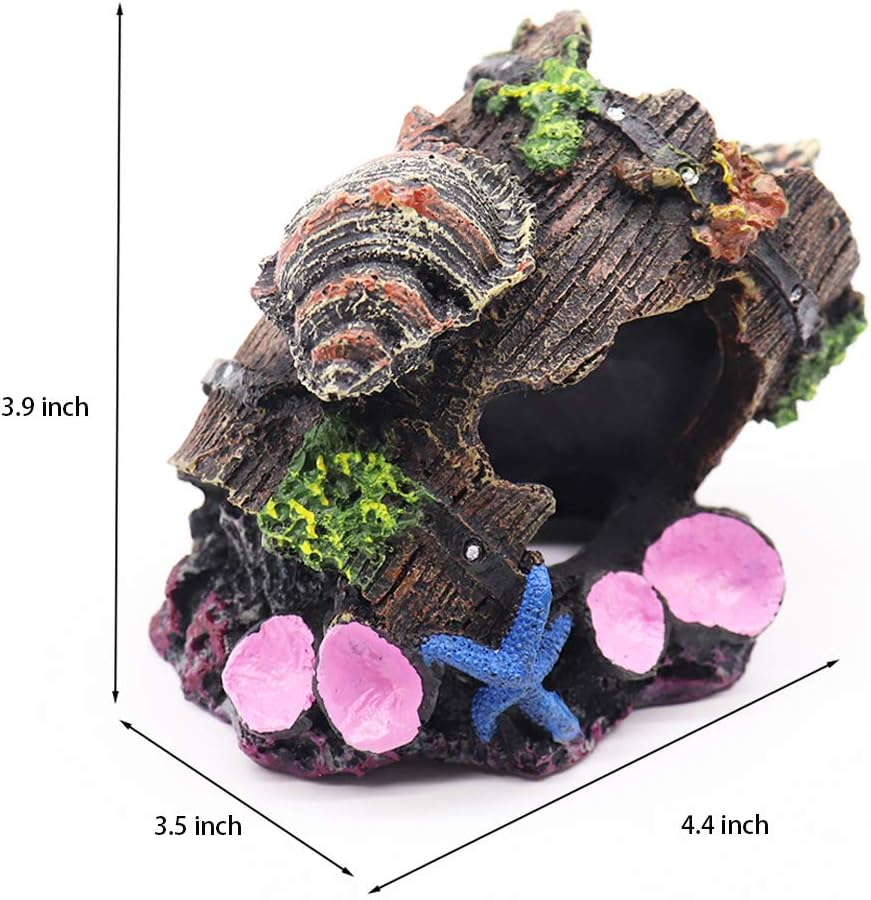 Ulifery Small Cute Barrel Fish Tank Decorations Aquarium Hideaway Cave House with Shell image number 3
