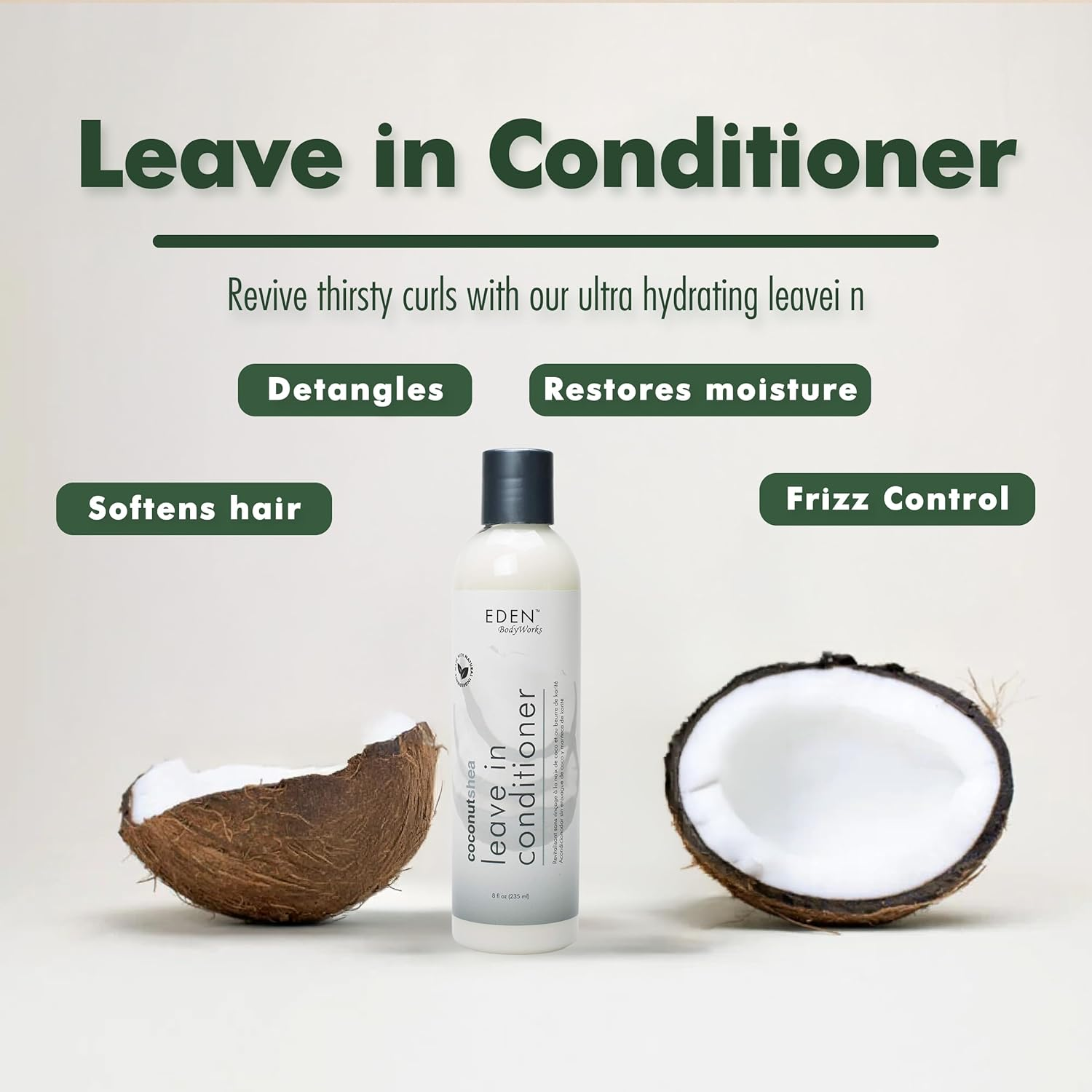EDEN Bodyworks Coconut Shea Leave-In Conditioner | 8 Oz | Moisturize, Define Curls, Add Shine - Packaging May Vary image number 3