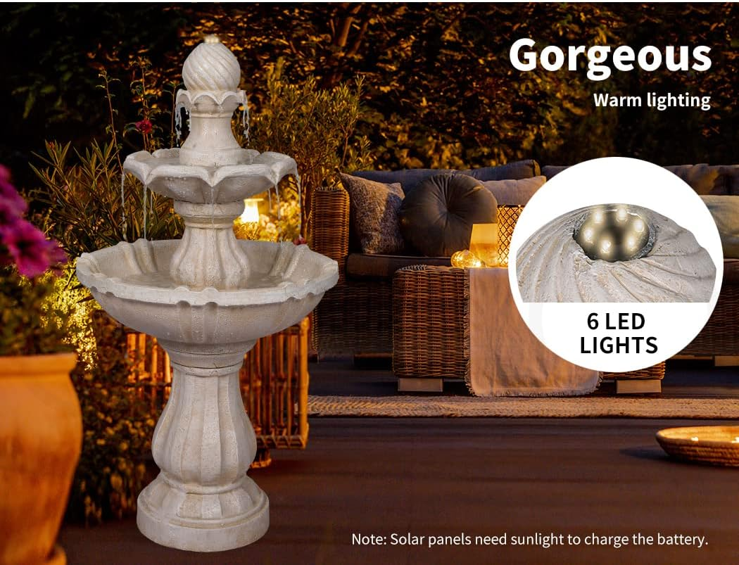 Electric Fountain Water Bird Bath Power Pump Kit Indoor Garden Outdoor Pond Fountains Pump Sets,3-Tiered Pagoda Zen Modern Outdoor Floor Standing Fountain with Pump for Backyard,Deck,Lawn, Porch image number 6