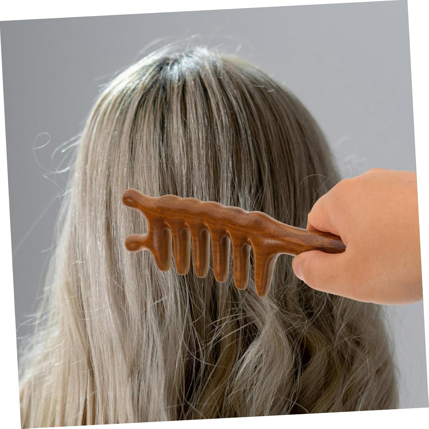 FRCOLOR Wooden Scalp Massage Comb Hair Scalp Massager Sandalwood Head Scratcher Wide Comb image number 6