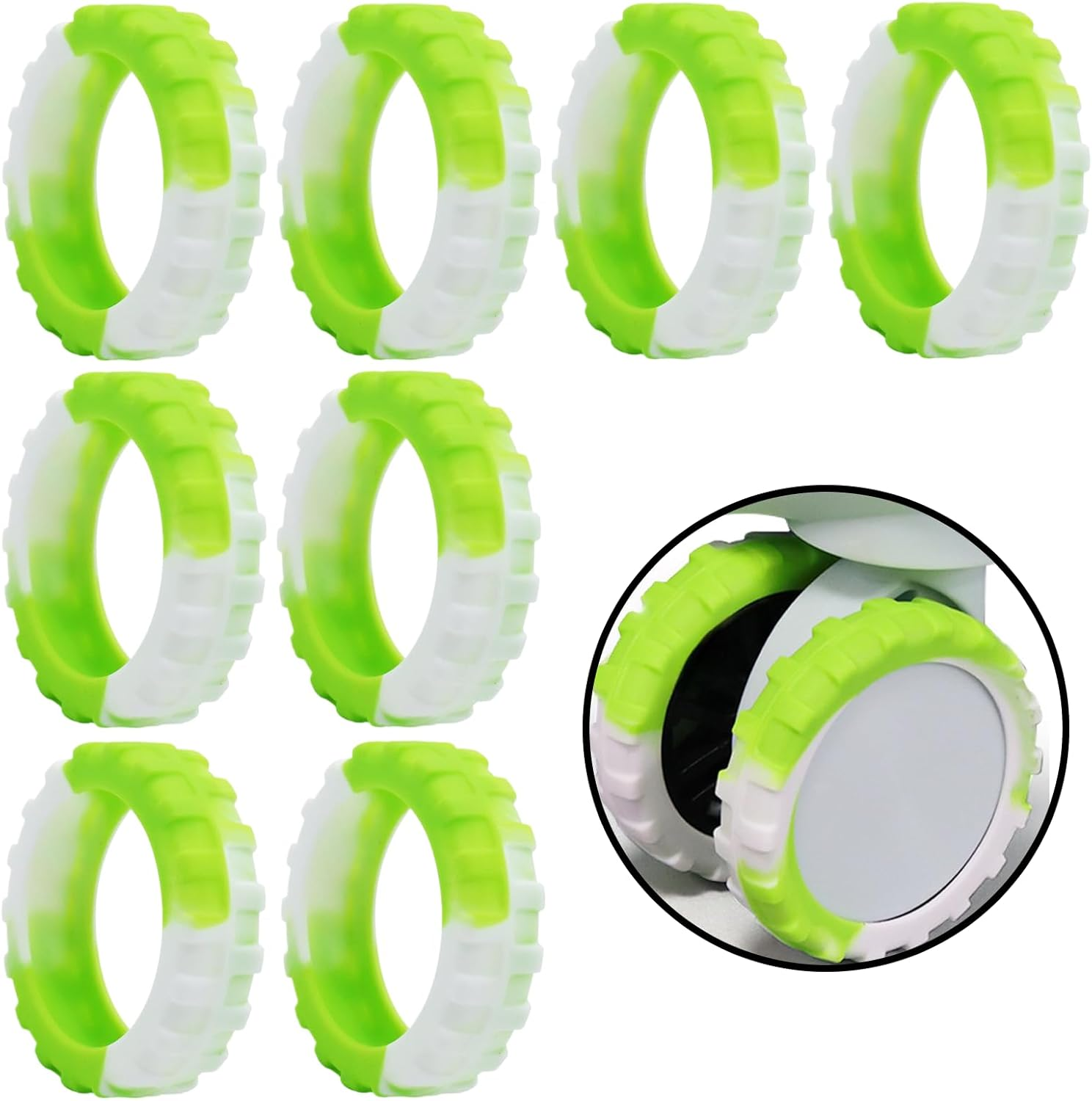Gradient Green Suitcase Wheel Covers, 8PCS Silicone Luggage Wheel Protectors, Anti-Dust Scratch Noise Reduction Travel Accessories for Carry on Luggage Ermaoo