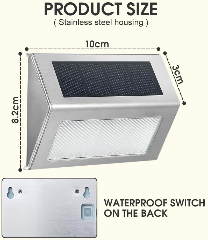 6PCS outside Solar Deck Step Lights, Solar Powered Outdoor Patio Lights Stair Lights, Waterproof Fence Solar Lights for Fence, Patio, Backyard, Garden, Pathway, Deck Railing, Wall Lighting image number 1