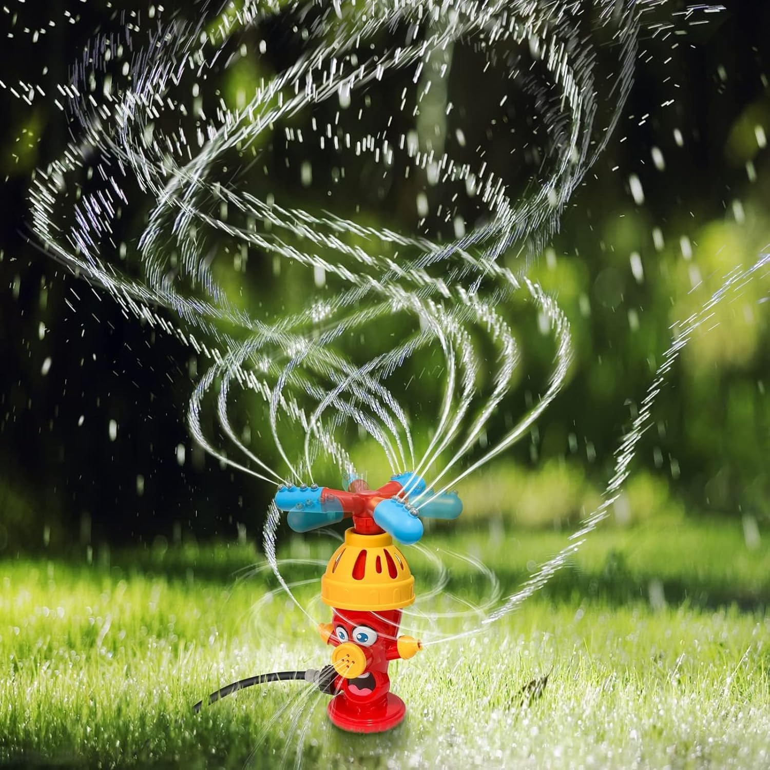 B-Qtech Hydrant Sprinkler Toy for Children Outdoors, Lawn Sprinkler for Children, Water Toy Garden with Rotating Nozzles for Boys Girls Gift Interactive Outdoor image number 2