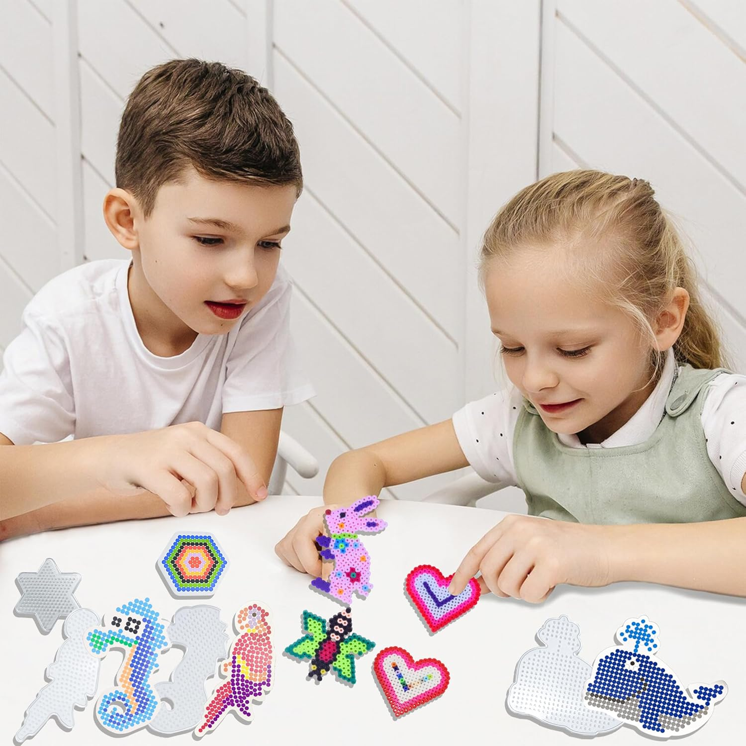 20PCS 5Mm Fuse Bead Board Craft Kit for Kids - 20Pcs Different Shapes Patterns, Fuse Beads Pegboards Is Suitable for Children'S DIY Crafts, Includes Seahorses, Parrots, Horses and More image number 1