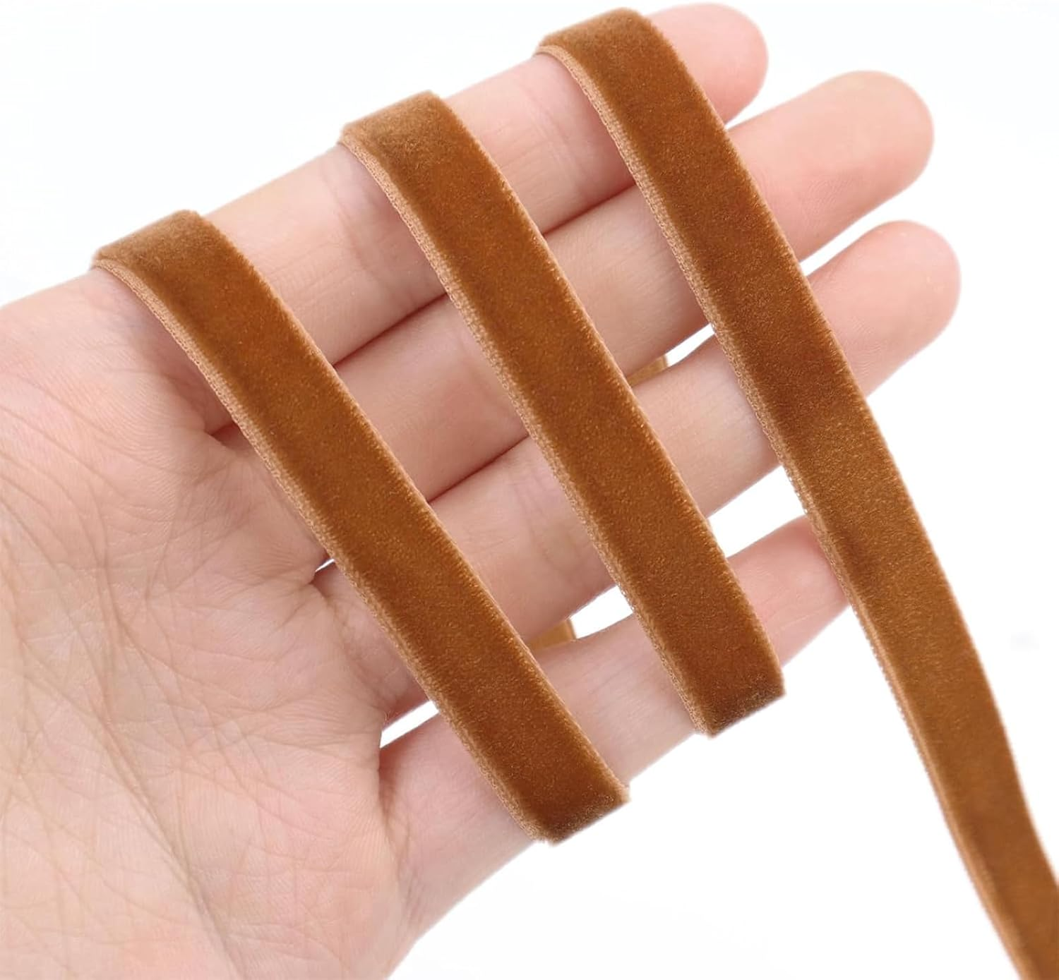 50 Yards Vintage Brown Velvet Ribbon 1CM Thin Ribbon for Gift Wrapping Wedding Decoration DIY Project (Brown) image number 4