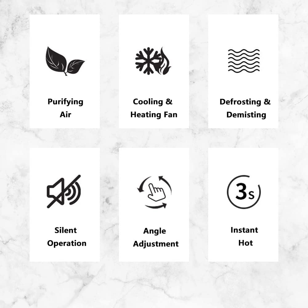 Baceyong 12V 12W Car Heater, 2-In-1 Ev Heater Fan, Windshield Defroster, Window 360 &deg; Rotation White, White image number 2