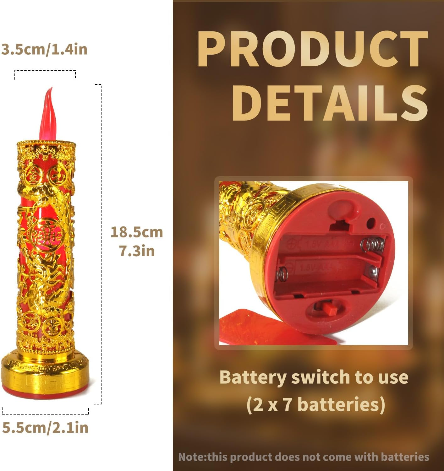 BOROLA 2Pcs Chinese Buddhist Flameless LED Candle Lamp - Traditional Red Lantern Design, Retro Light for Meditation, Altar & Feng Shui D&eacute;cor