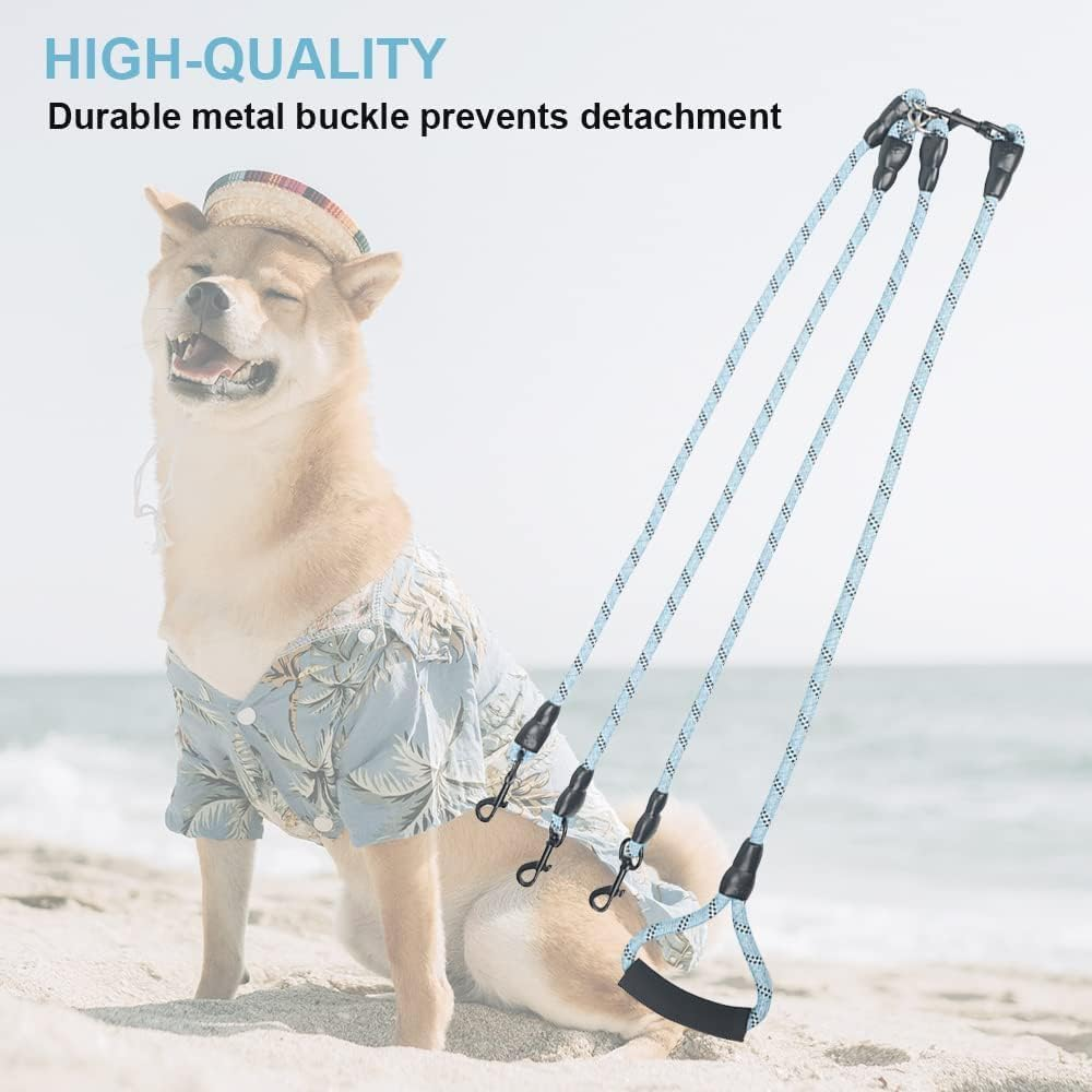 Heavy Duty 3 Dog Leash - No Tangle, Multiple Dog Leash with Detachable 360 Swivel, Soft Padded Handle, Reflective for Walking & Training (L) image number 6